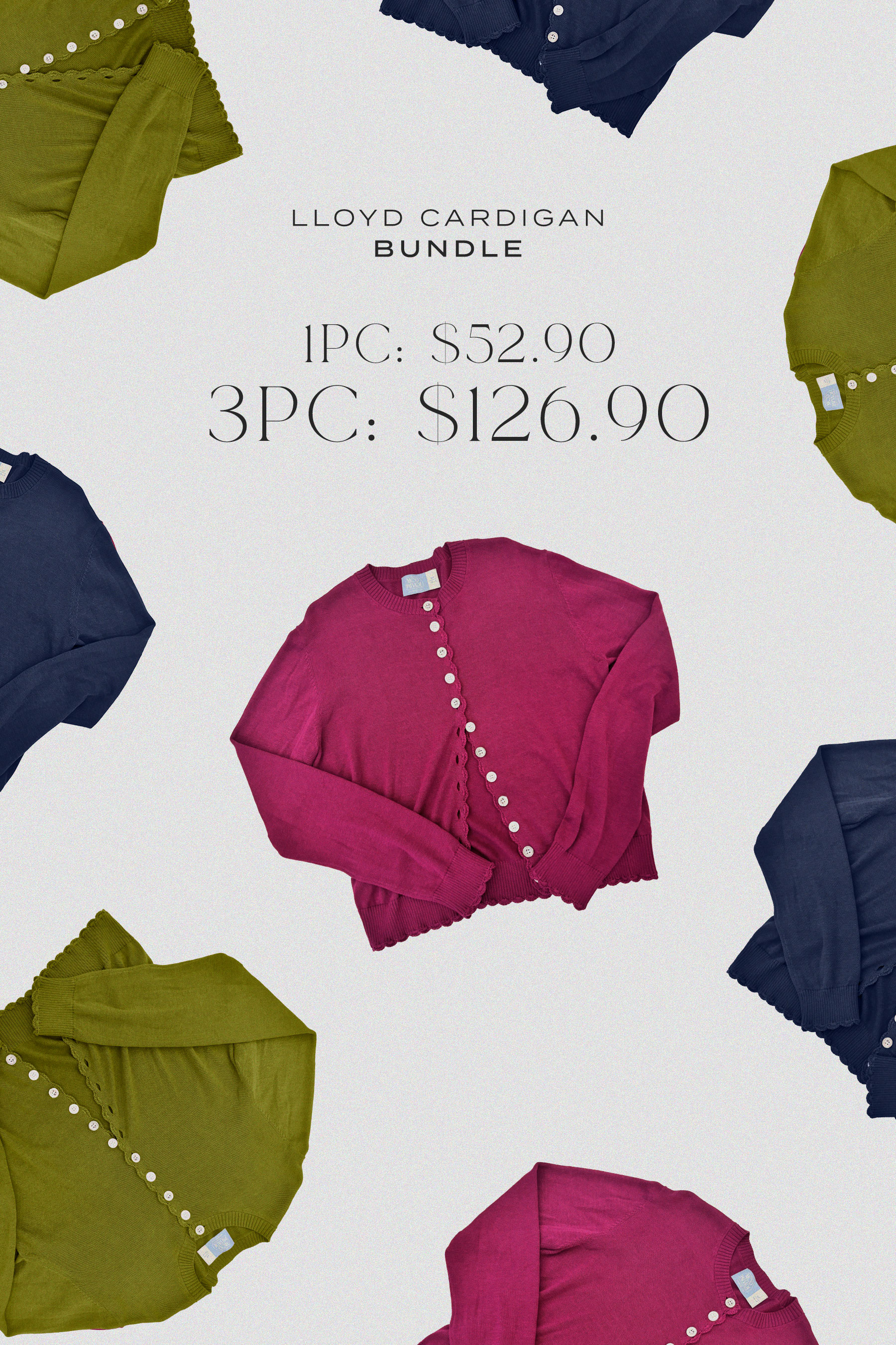 LLOYD CARDIGAN BUNDLE SET OF 3 [BY MODPARADE]