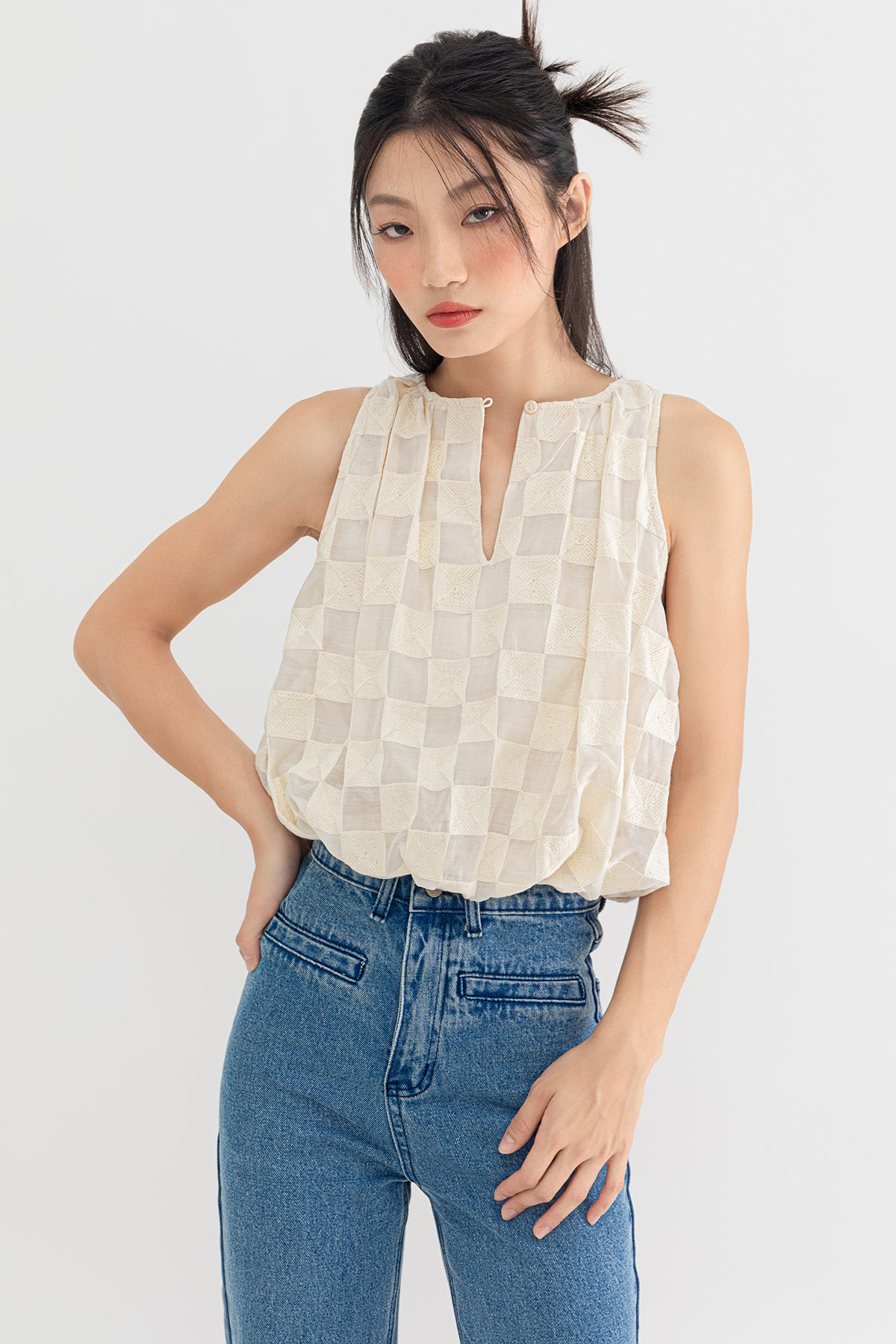 REINE TOP - SAND CHECKS [BY MODPARADE]