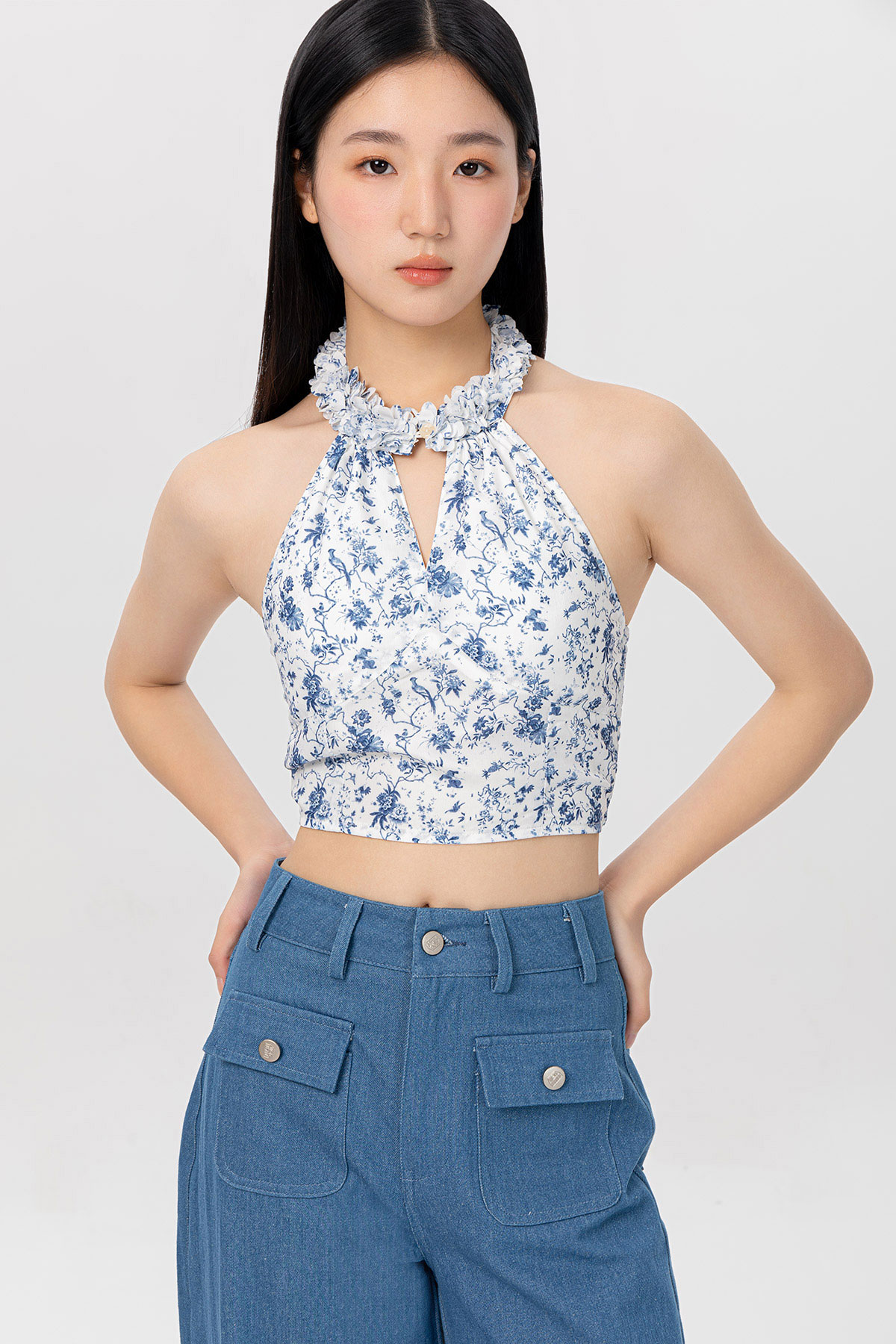 EVELYNE PADDED TOP - BLUE WILLOW MAJESTY [BY MODPARADE]
