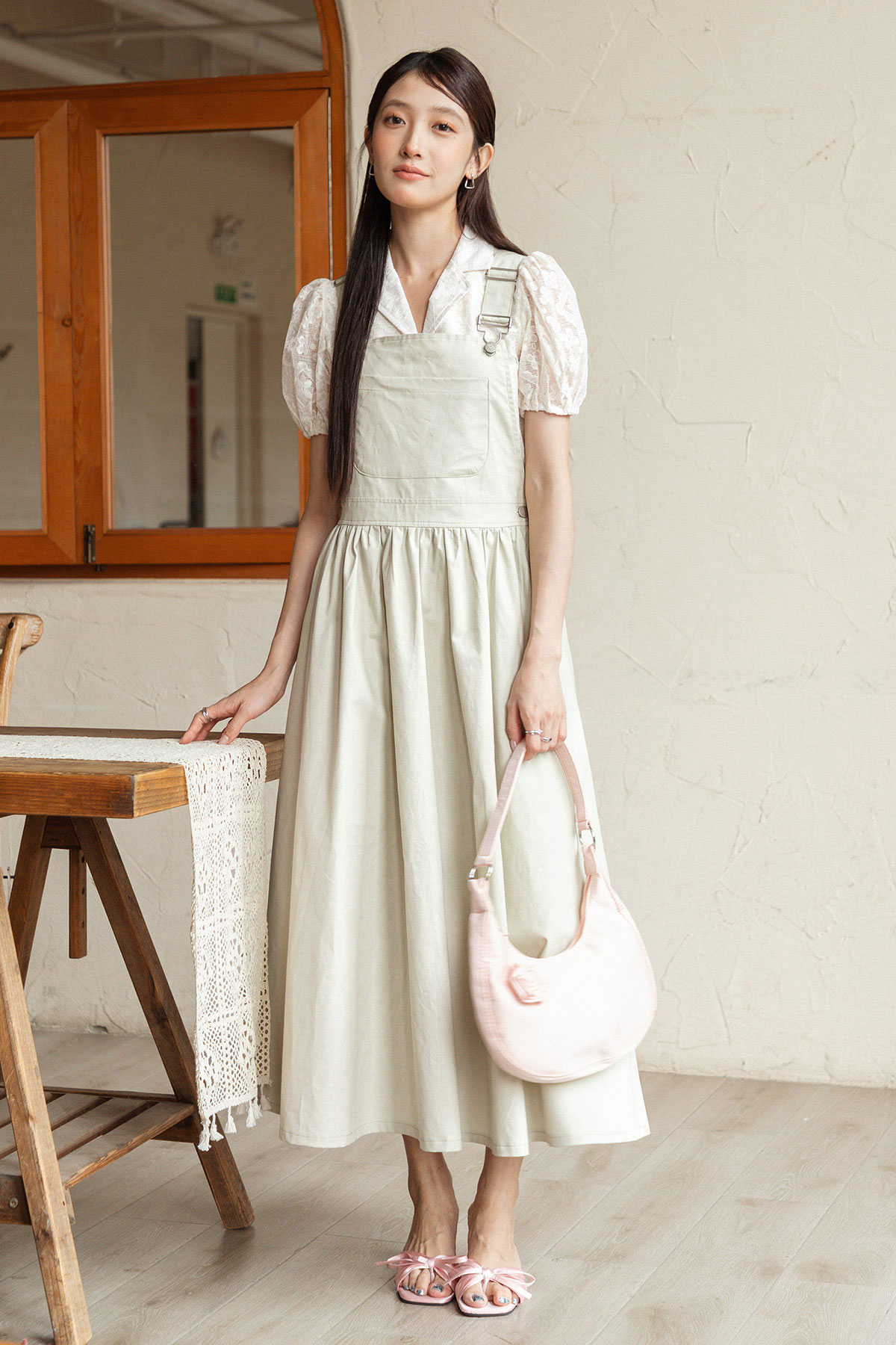 JANIVER DUNGAREE DRESS - SANDSTONE [BY MODPARADE]