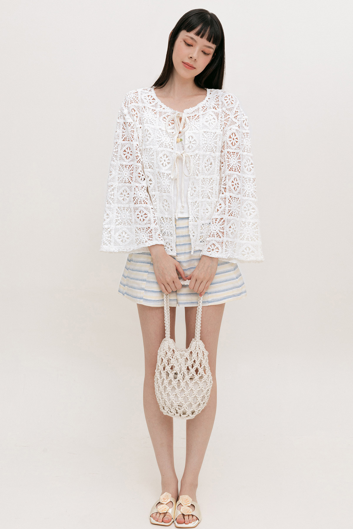 ARYA TOP - IVORY LATTICE [BY MODPARADE]