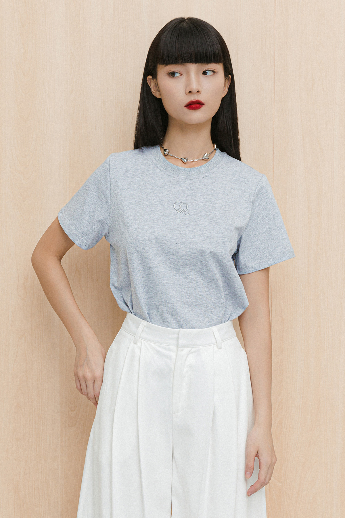 Q2HAN POSTDINE TEE - HEATHER GREY [MODPARADE X Q2HAN]