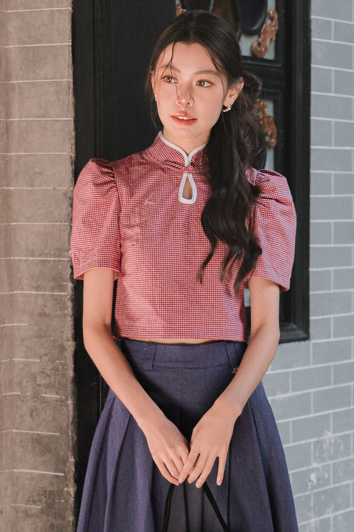 YAO CHEONGSAM TOP - CHERRY CHECKS [BY MODPARADE]