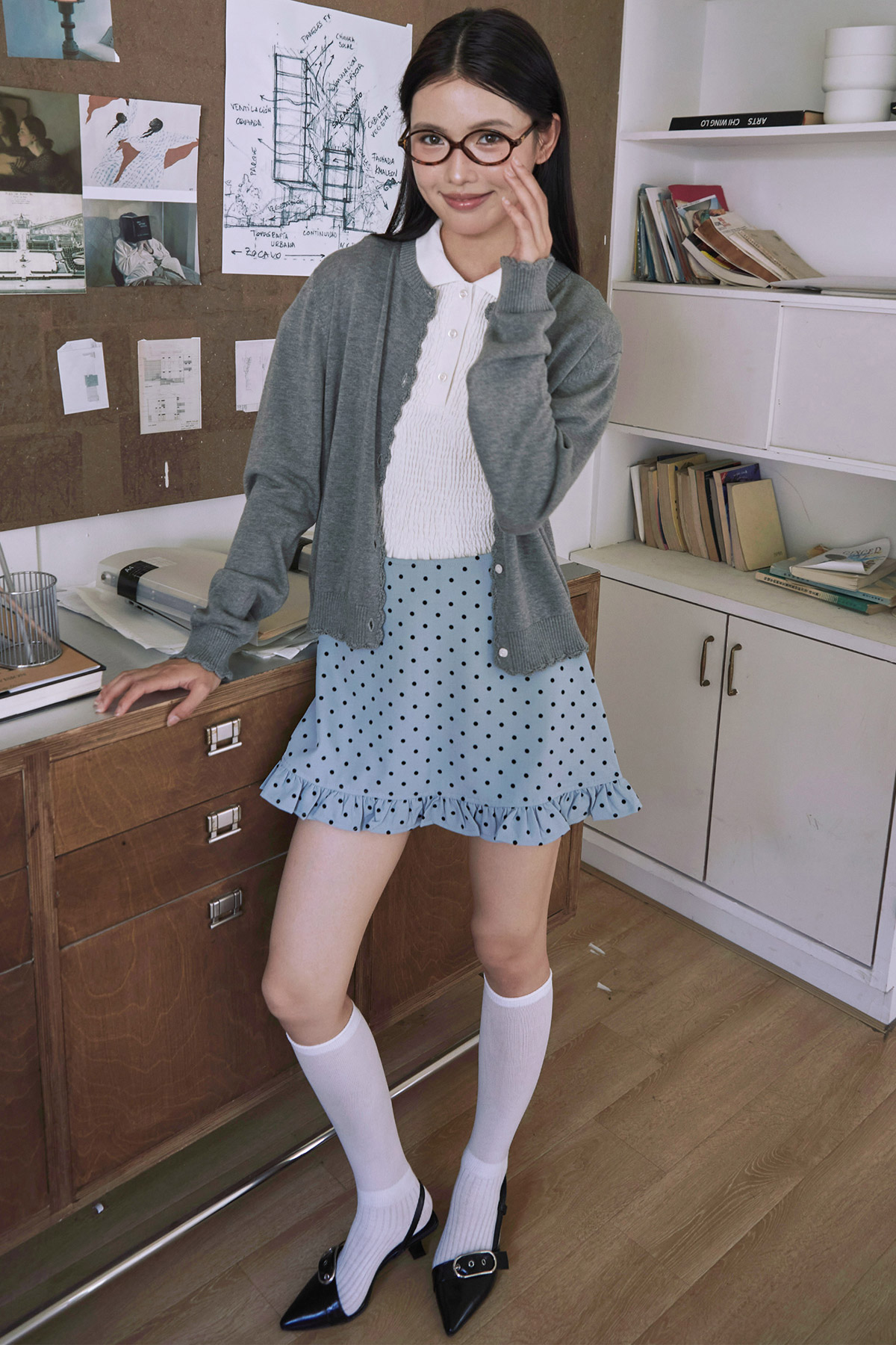 DORTHEA SKORTS - BLUE POLKA [BY MODPARADE]