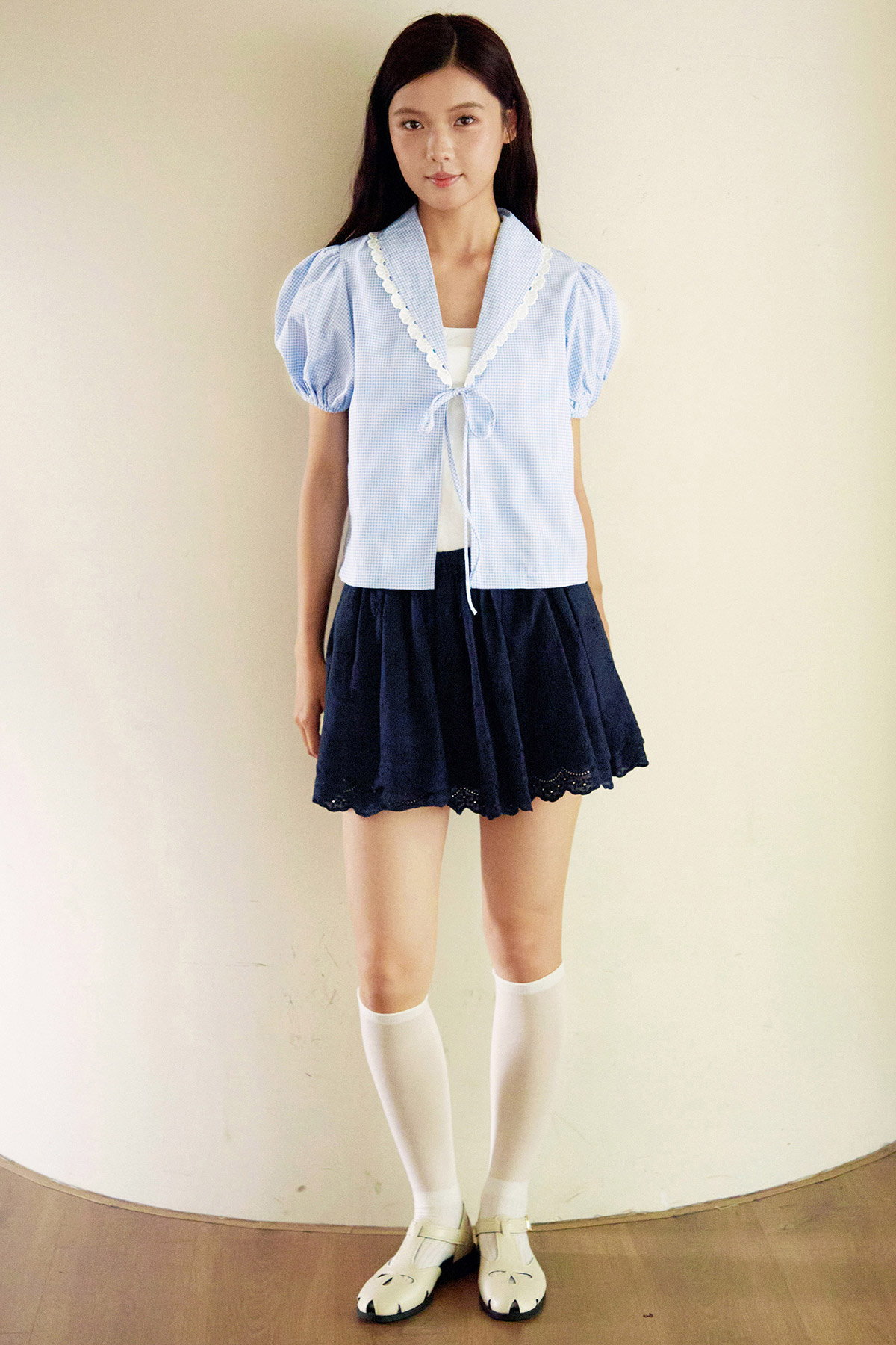 *BACKORDER* AMELIA TOP - DAYDREAM GINGHAM [BY MODPARADE]