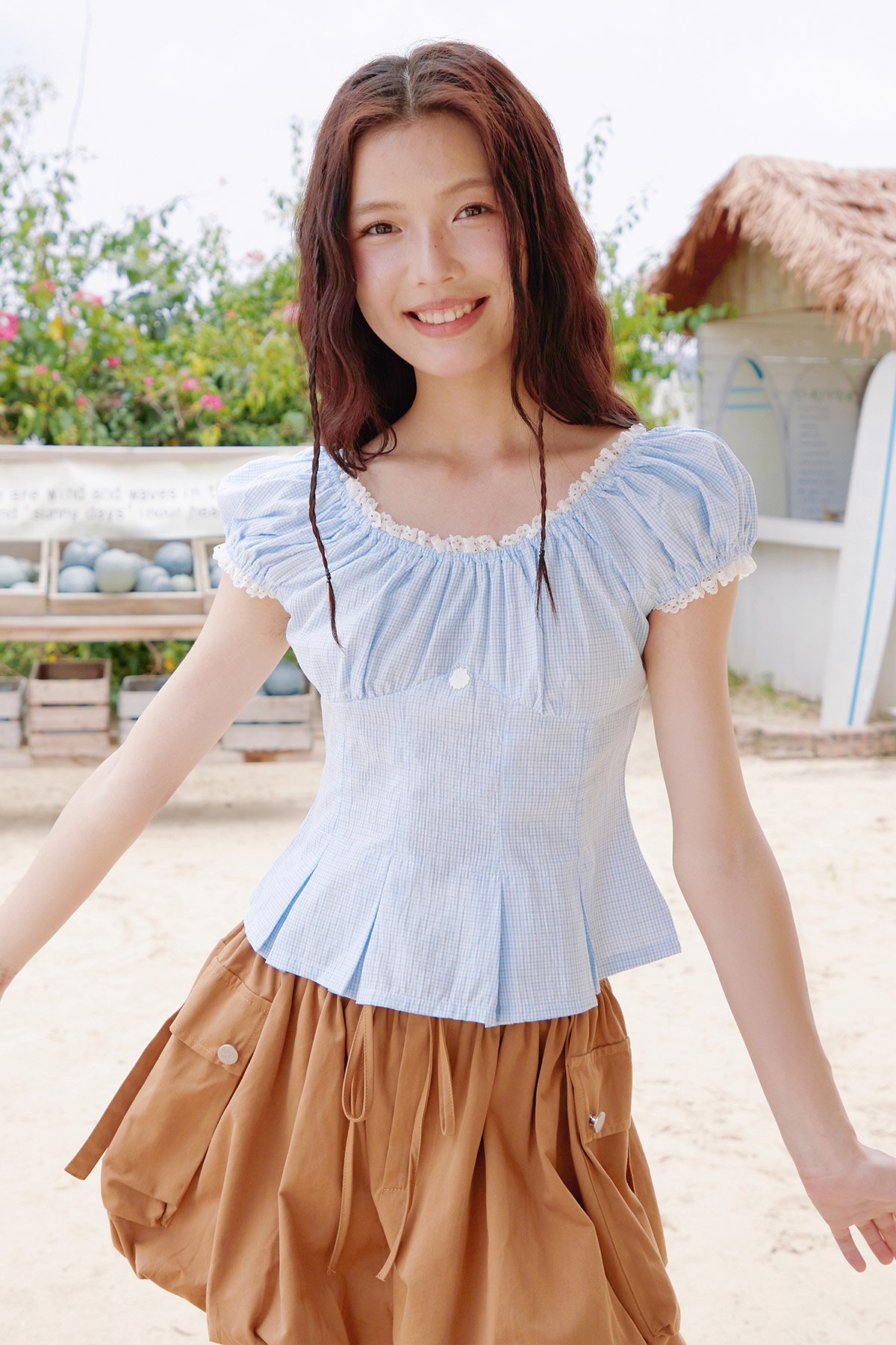 *BACKORDER* VERA TOP - BLUE CHECKS [BY MODPARADE]