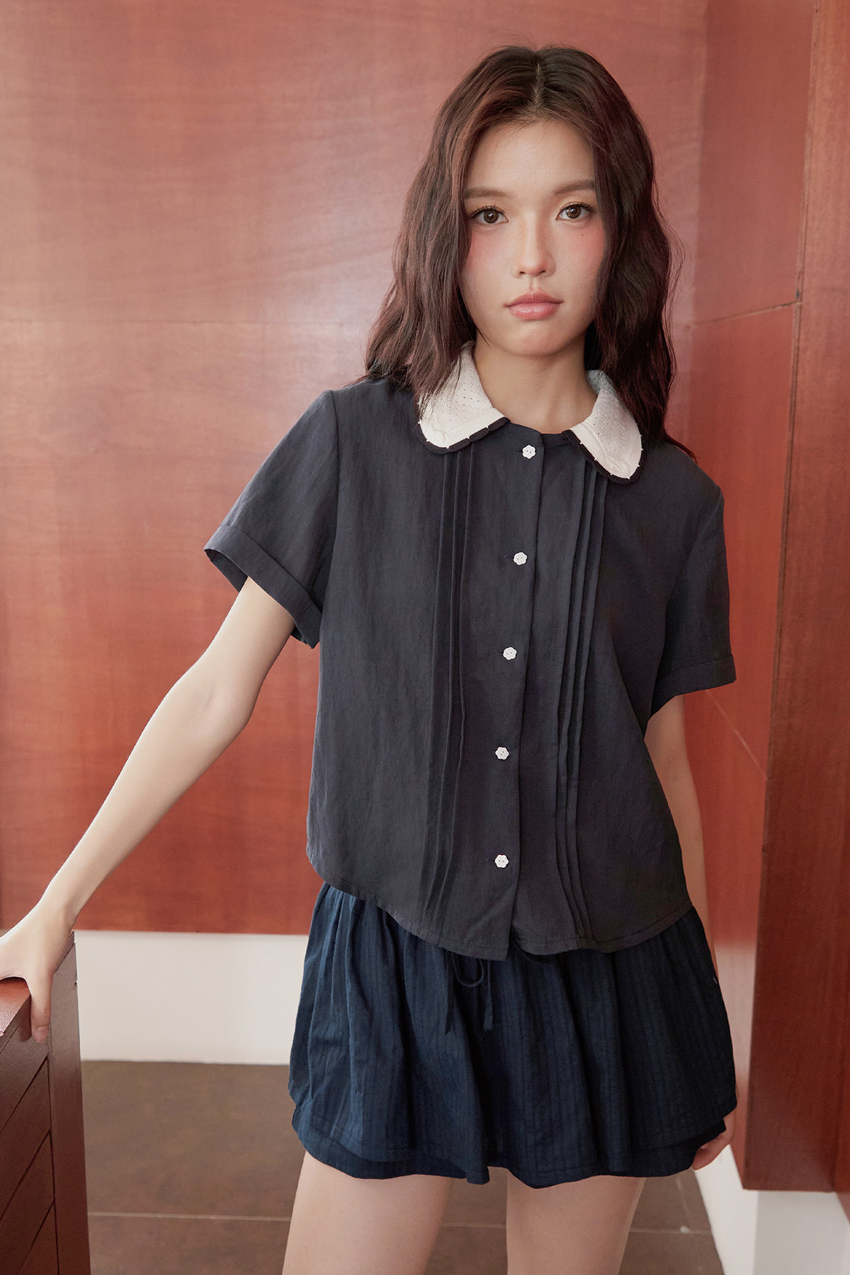 AUBREY SHIRT - NAVY [BY MODPARADE]