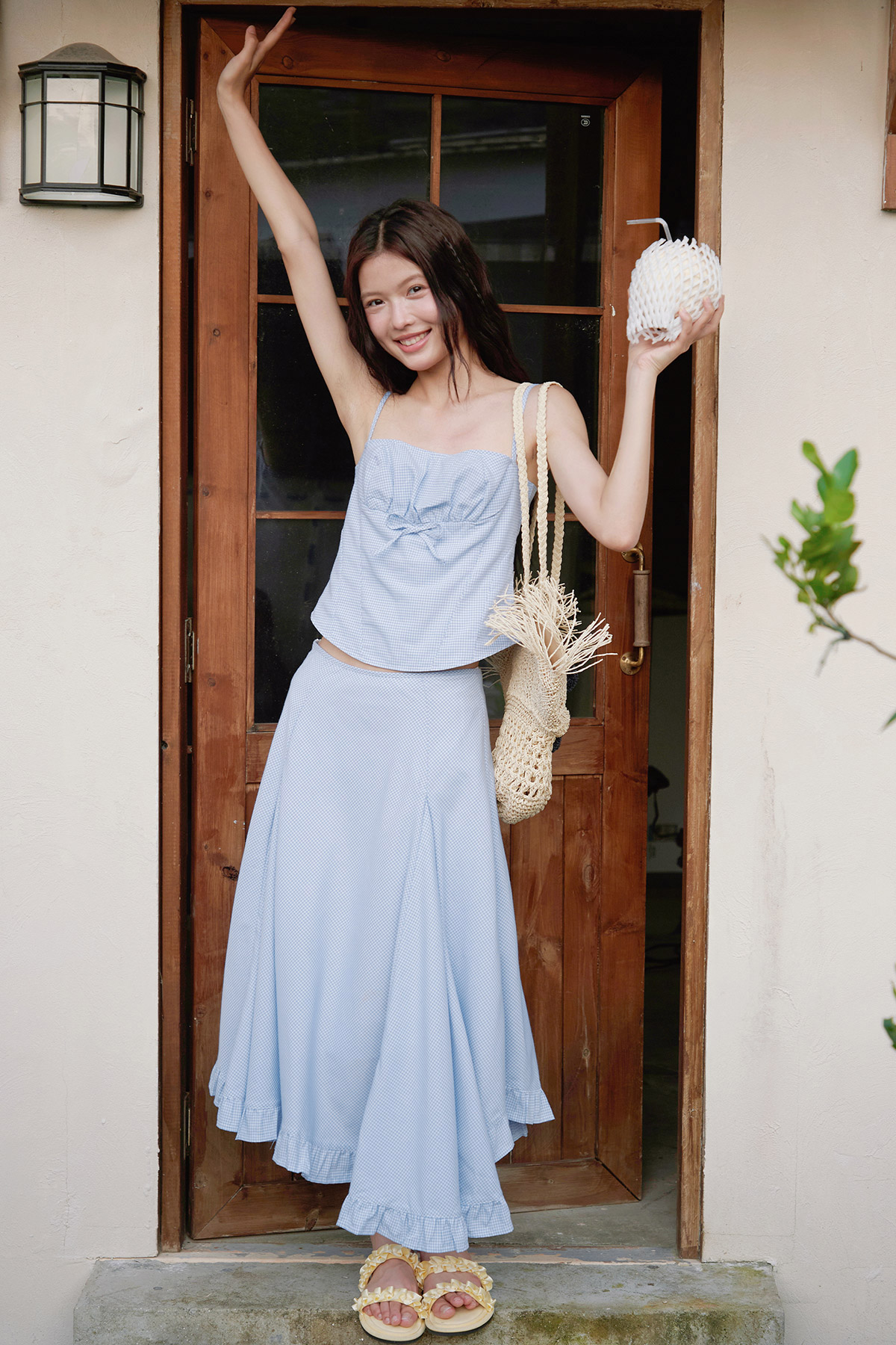ELEANORA SKIRT - BLUE GINGHAM [BY MODPARADE]