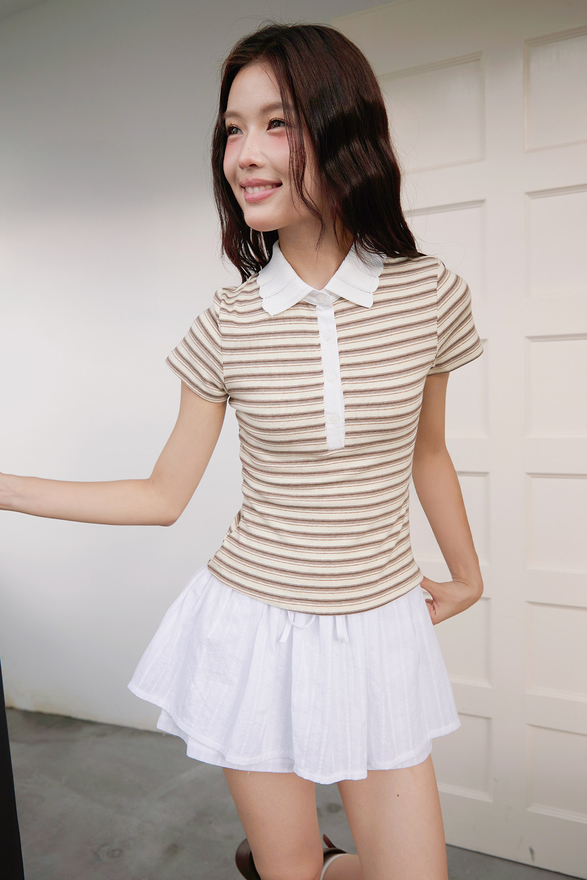 HAZEL POLO TOP - ETON CREME [BY MODPARADE]