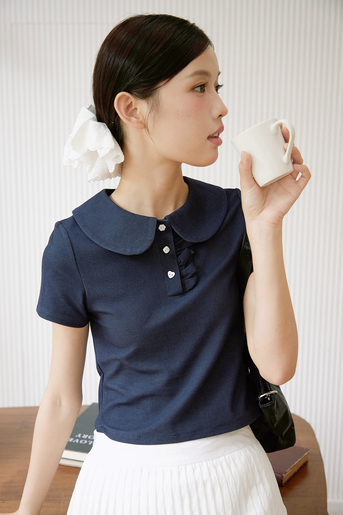 DOROTHY POLO TOP - NAVY [BY MODPARADE]