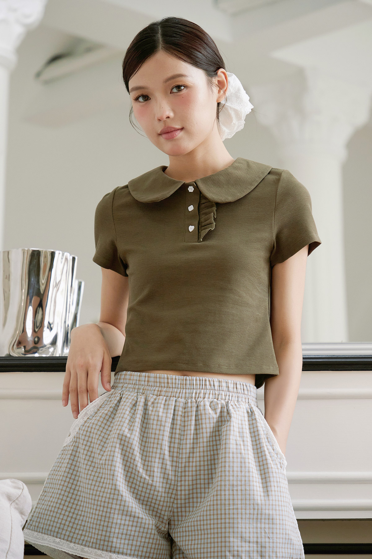 DOROTHY POLO TOP - OLIVE [BY MODPARADE]
