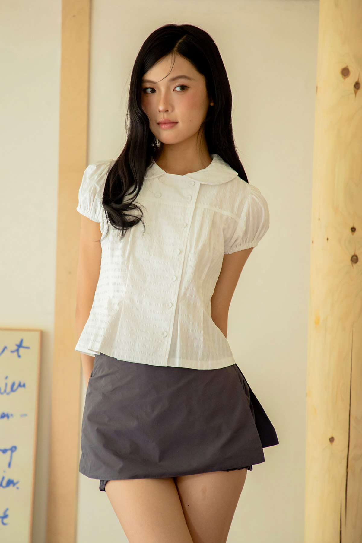 JAMIE TOP - IVORY CHECKS [BY MODPARADE]
