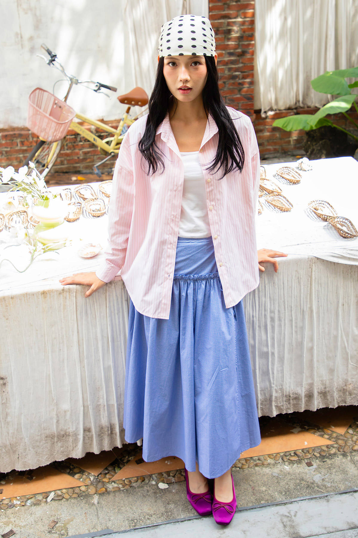LAUREN SHIRT - BLUSH STRIPE [BY MODPARADE]
