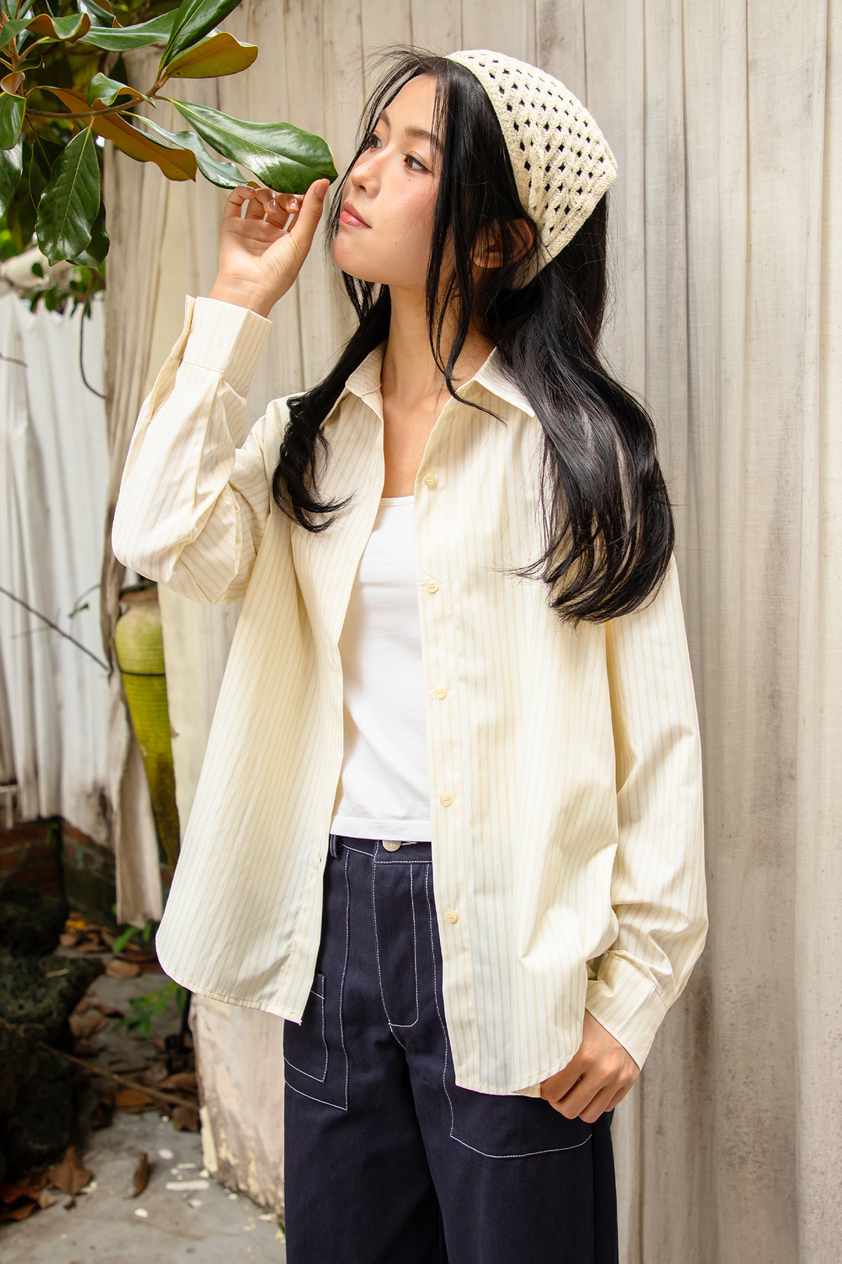 LAUREN SHIRT - OAT STRIPE [BY MODPARADE]
