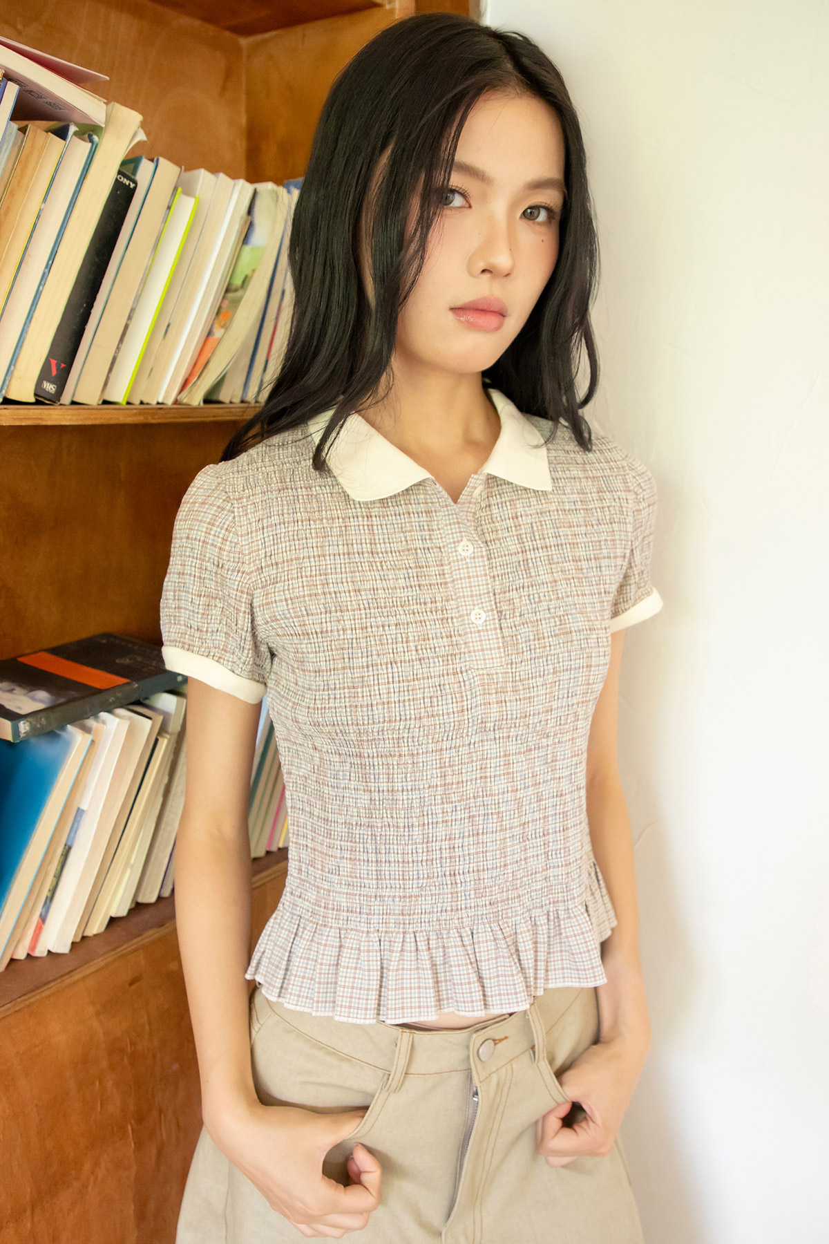 LISSIE TOP - LATTE CHECKS [BY MODPARADE]