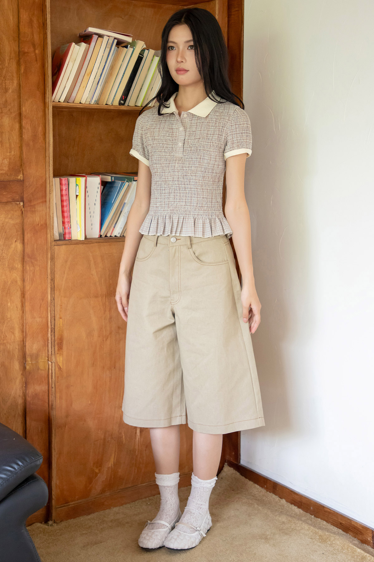 LISSIE TOP - LATTE CHECKS [BY MODPARADE]