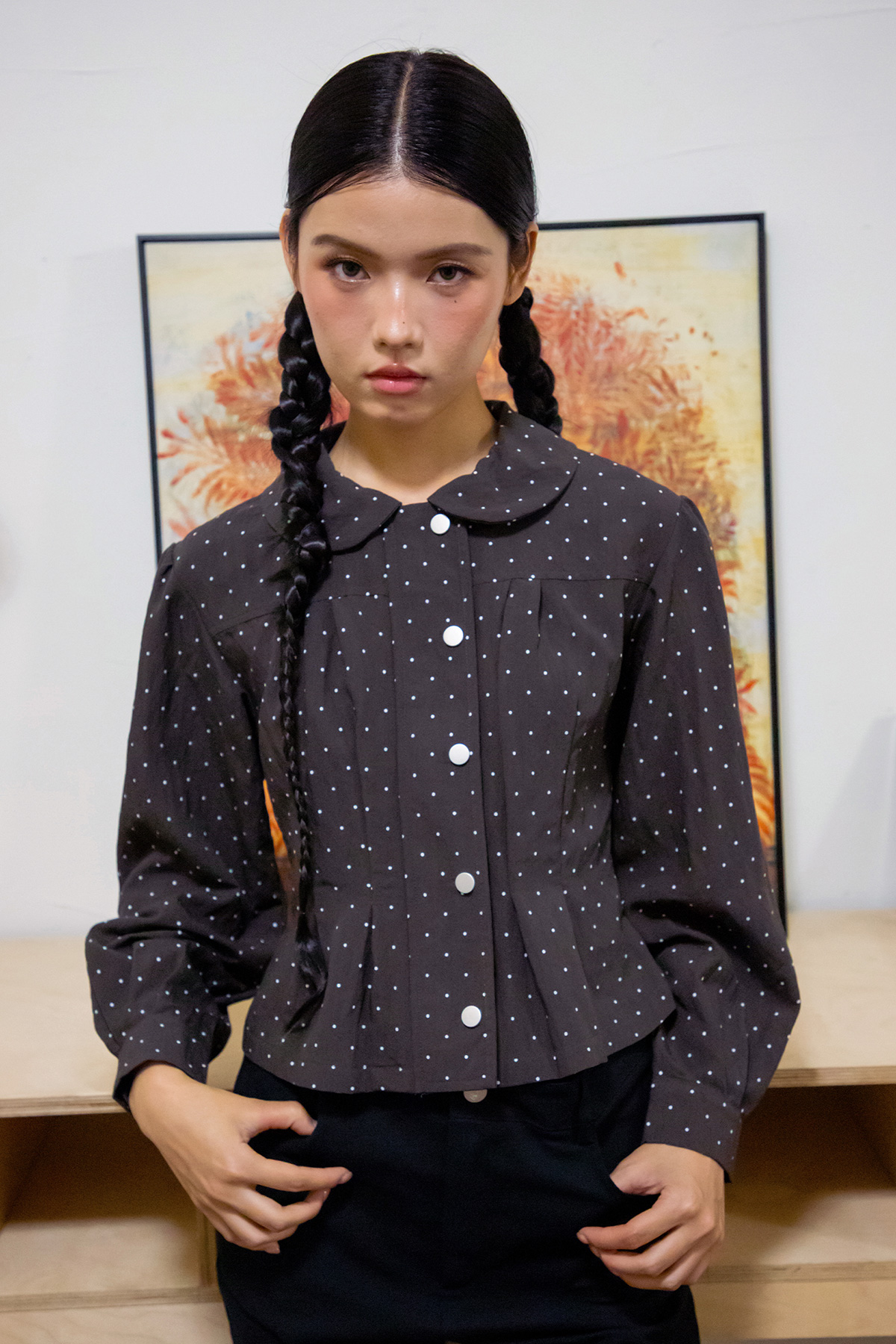 SANDRINE JACKET - GREY POLKA DOTTIE [BY MODPARADE]