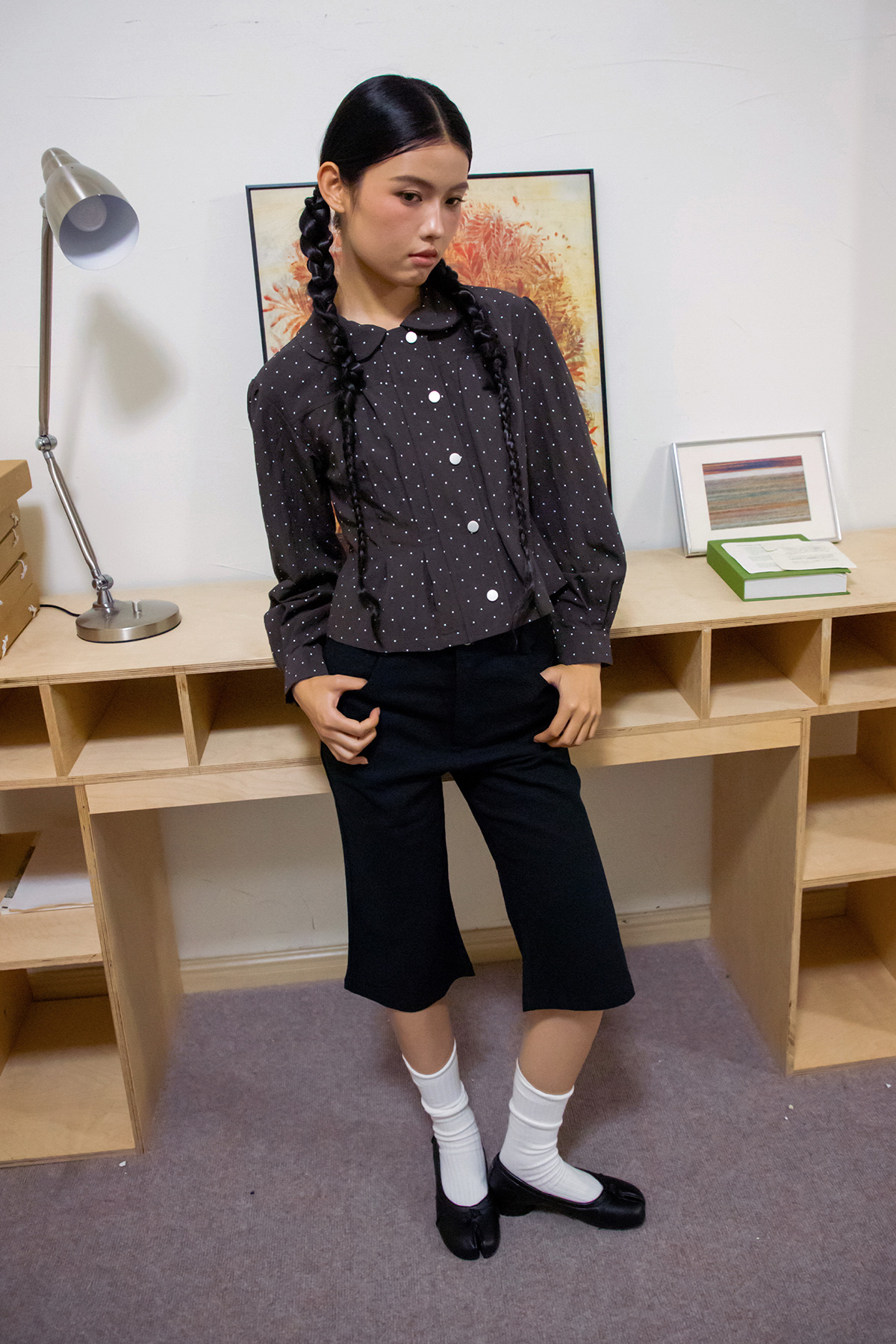 SANDRINE JACKET - GREY POLKA DOTTIE [BY MODPARADE]