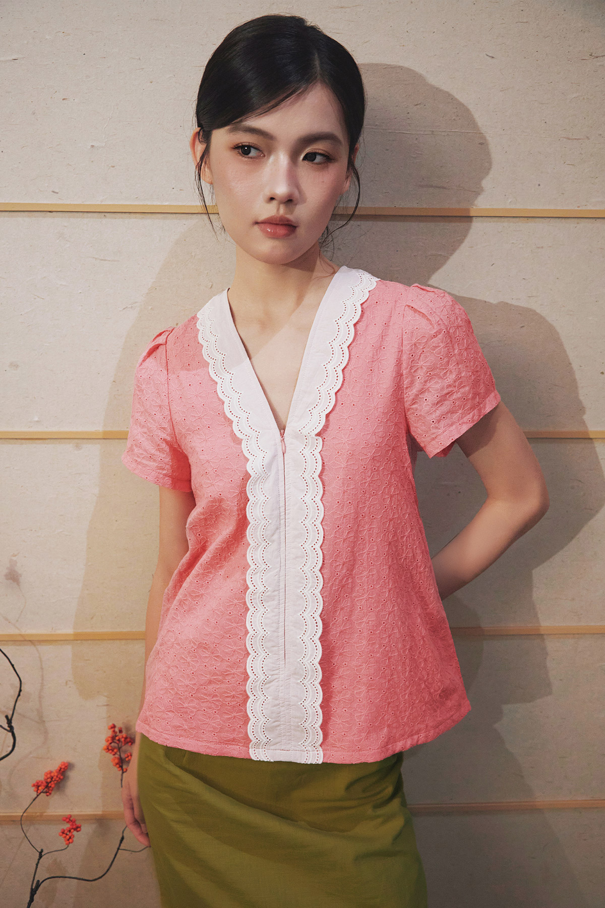AATIYA KEBAYA TOP - PINK CHANTILLY [BY MODPARADE]