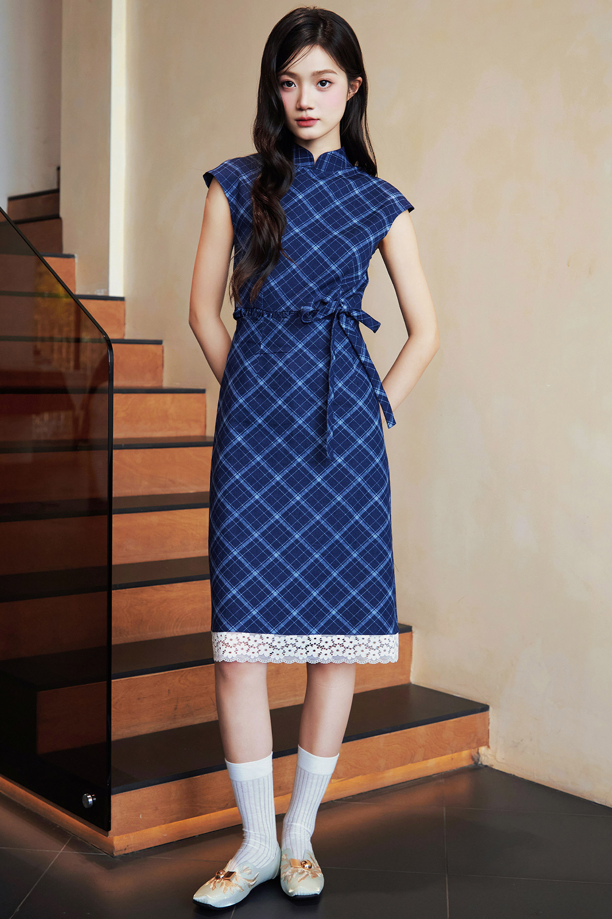 BJORN SKIRT - INDIGO CHECK [BY MODPARADE]