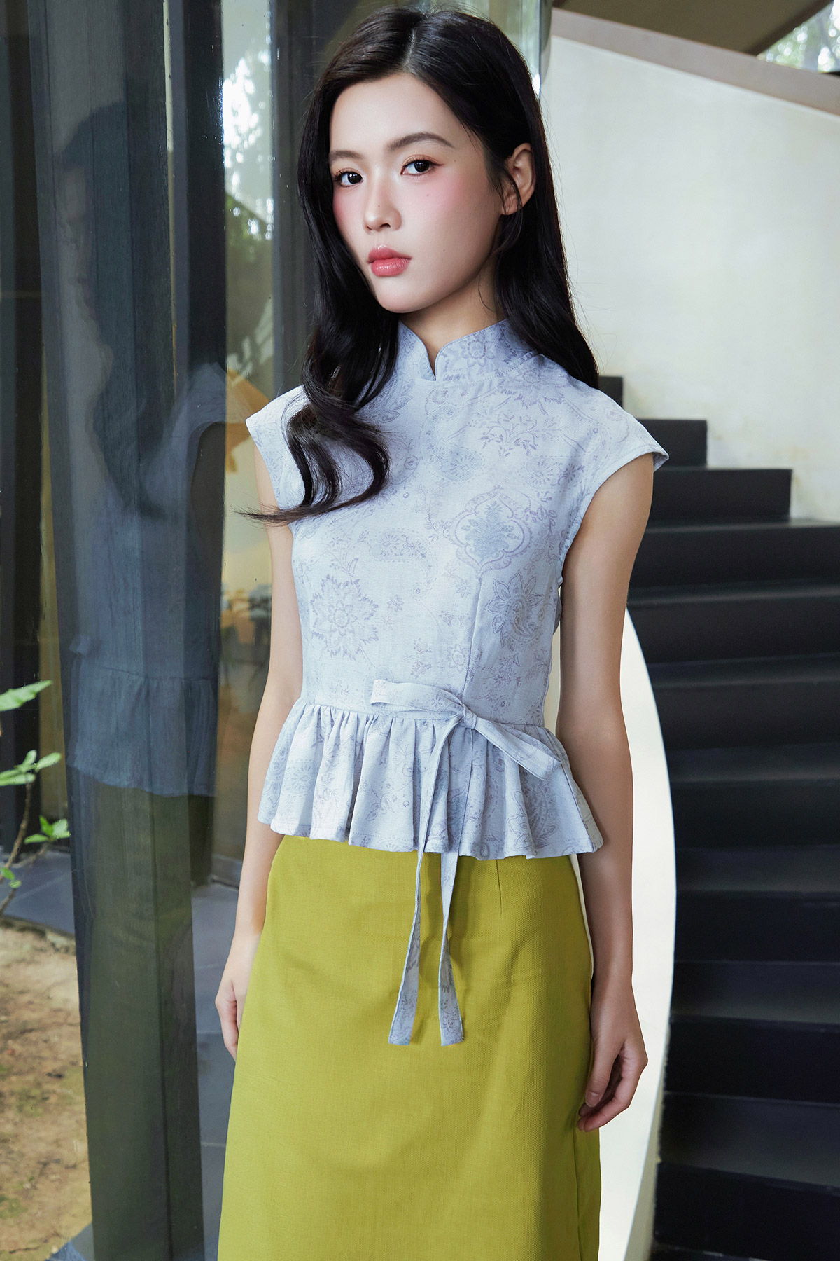 FAN CHEONGSAM TOP - LAKE PAISLEY [BY MODPARADE]