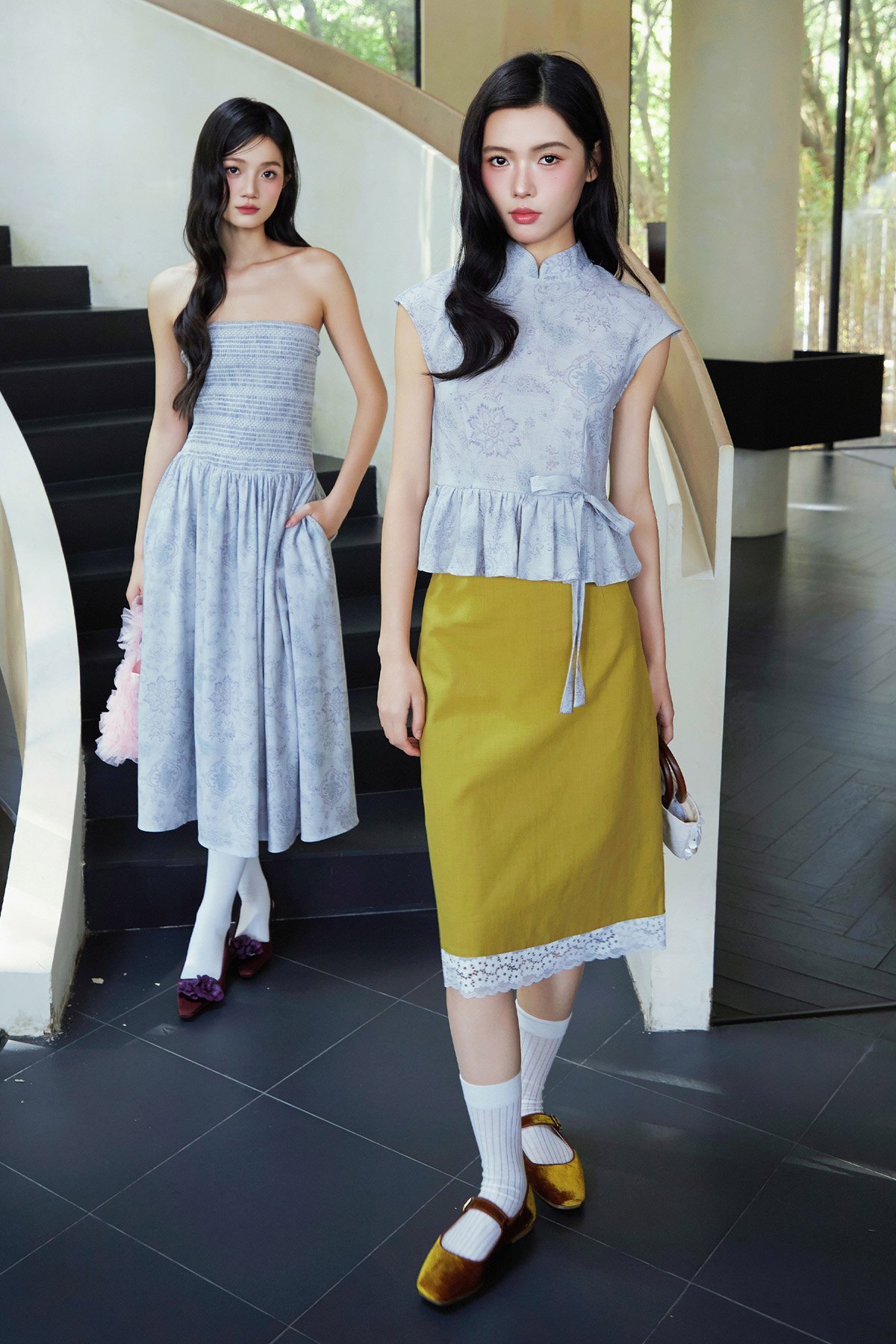 FAN CHEONGSAM TOP - LAKE PAISLEY [BY MODPARADE]