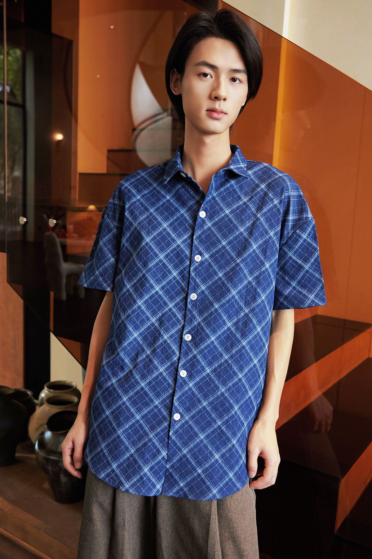 FREDDIE SHIRT - INDIGO CHECK [BY MODPARADE]