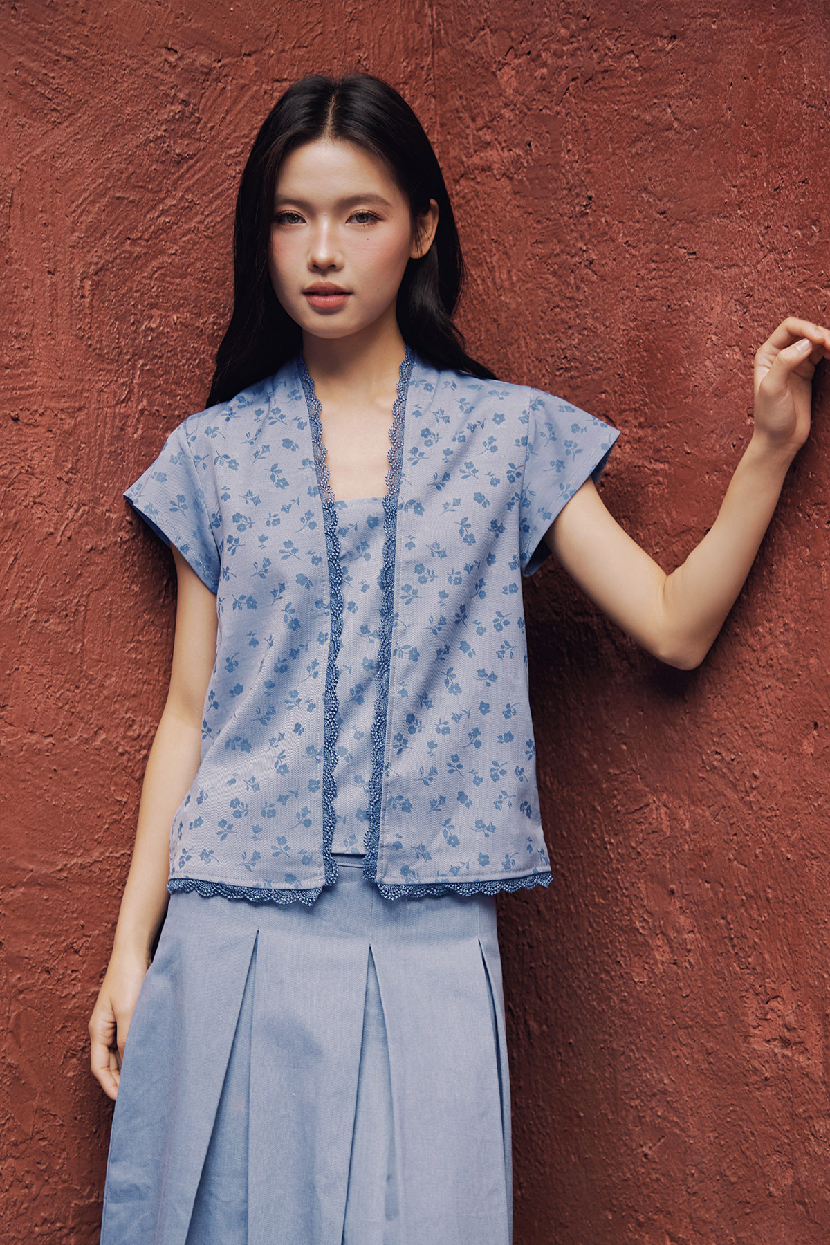 HANA KEBAYA TOP - BLEU DYNASTY [BY MODPARADE]