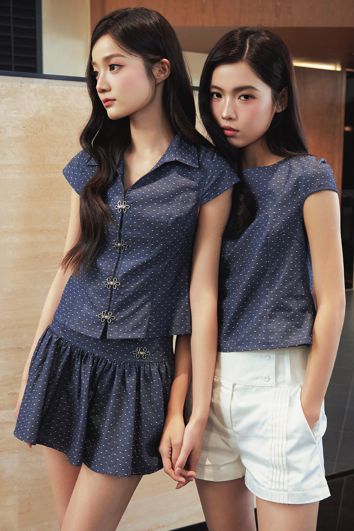 MELAINE TOP - GRAPHITE DOTTIE [BY MODPARADE]