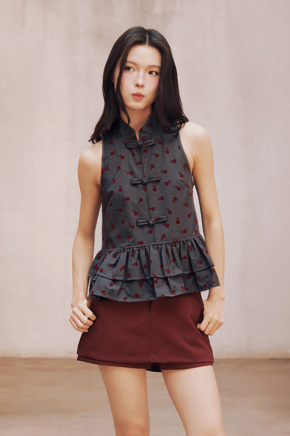 NING CHEONGSAM TOP - MOONFIELD ROSE [BY MODPARADE]