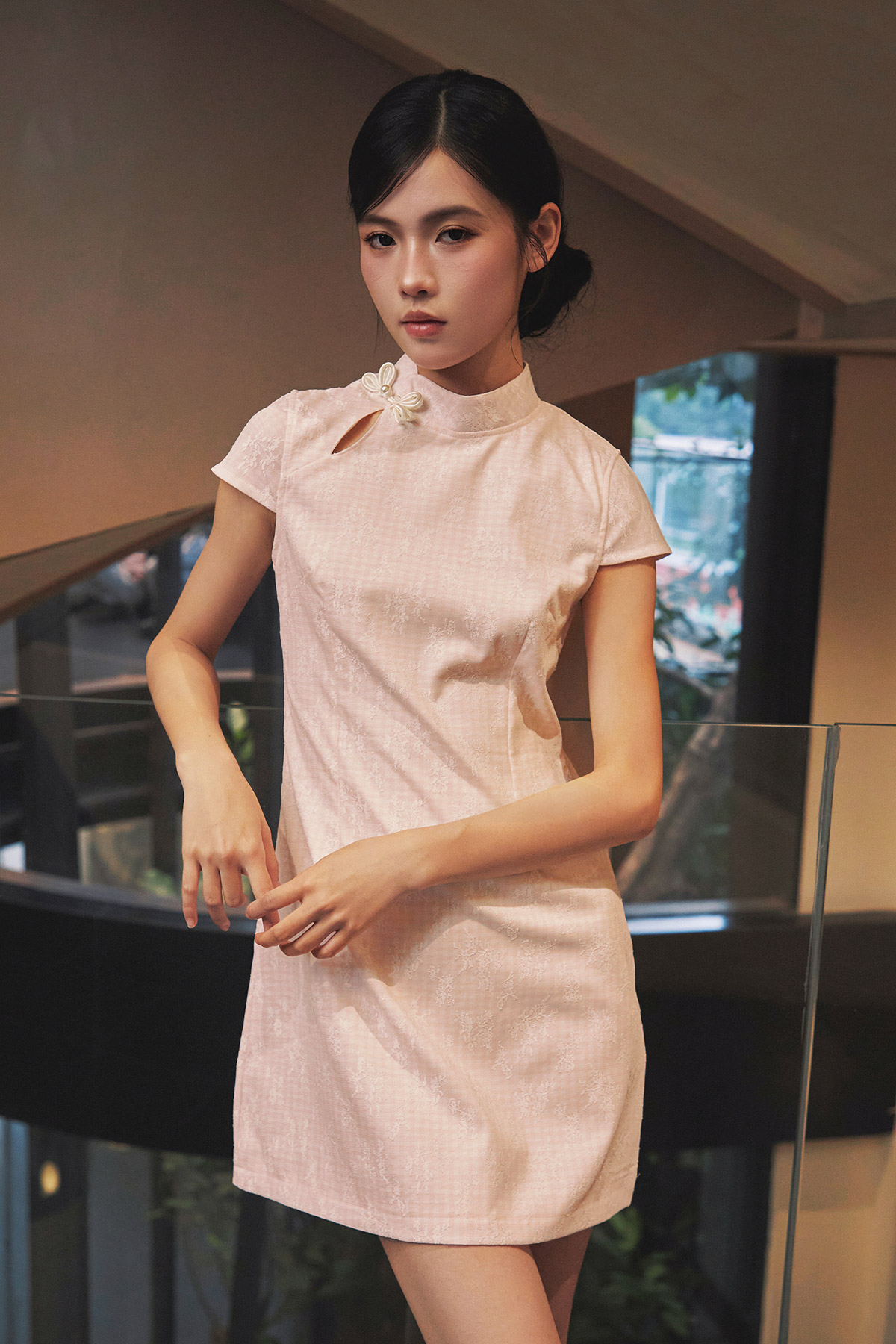 RAN CHEONGSAM DRESS - BLUSH MANOR LACE [BY MODPARADE]