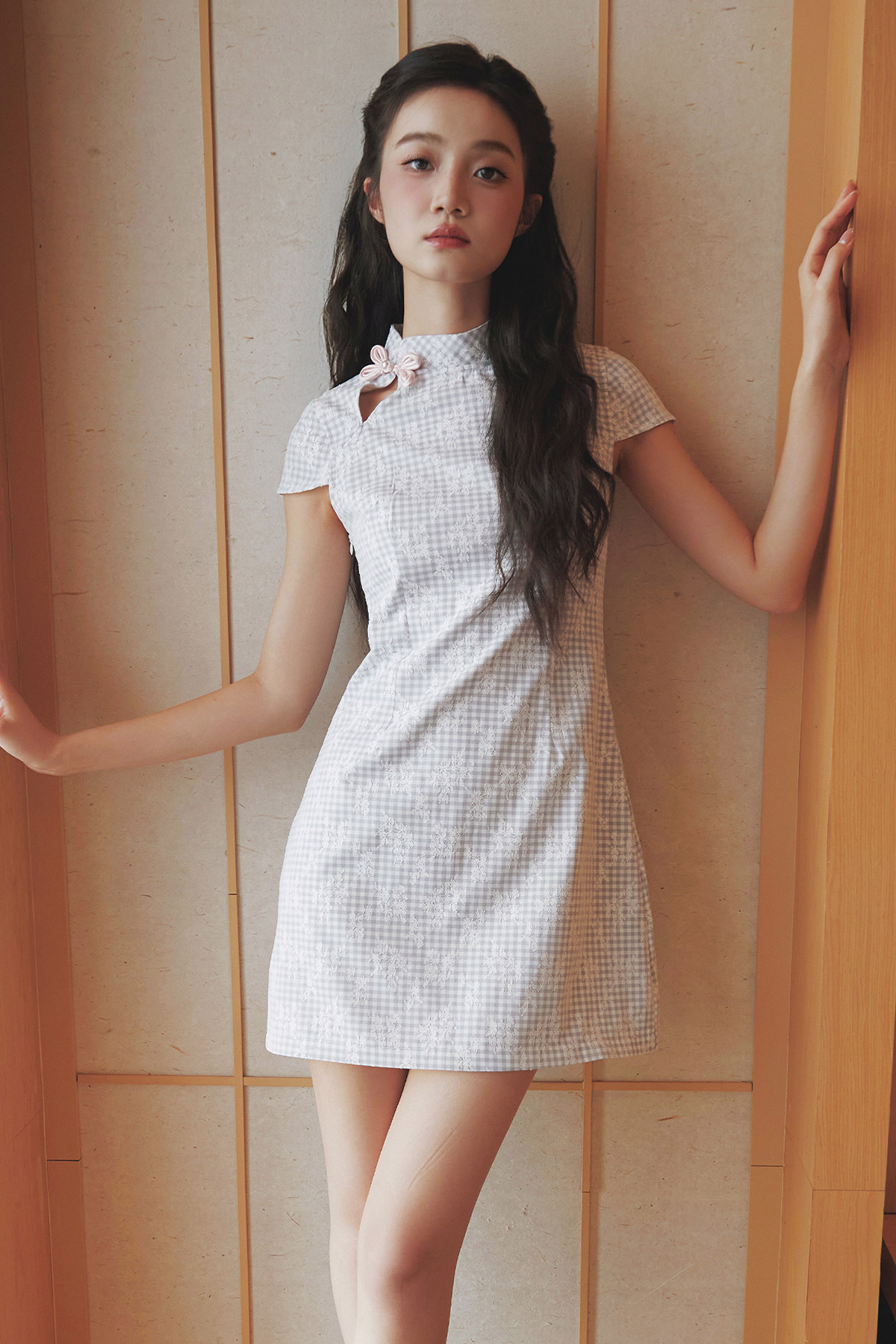 RAN CHEONGSAM DRESS - GREY MANOR LACE [BY MODPARADE]