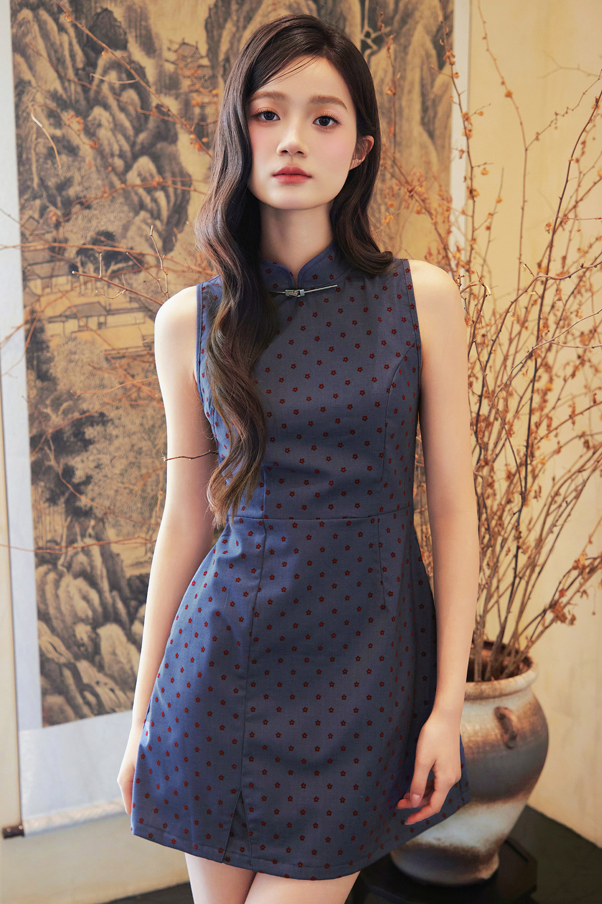 ROU CHEONGSAM DRESS - CRIMSON BLOOM [BY MODPARADE]