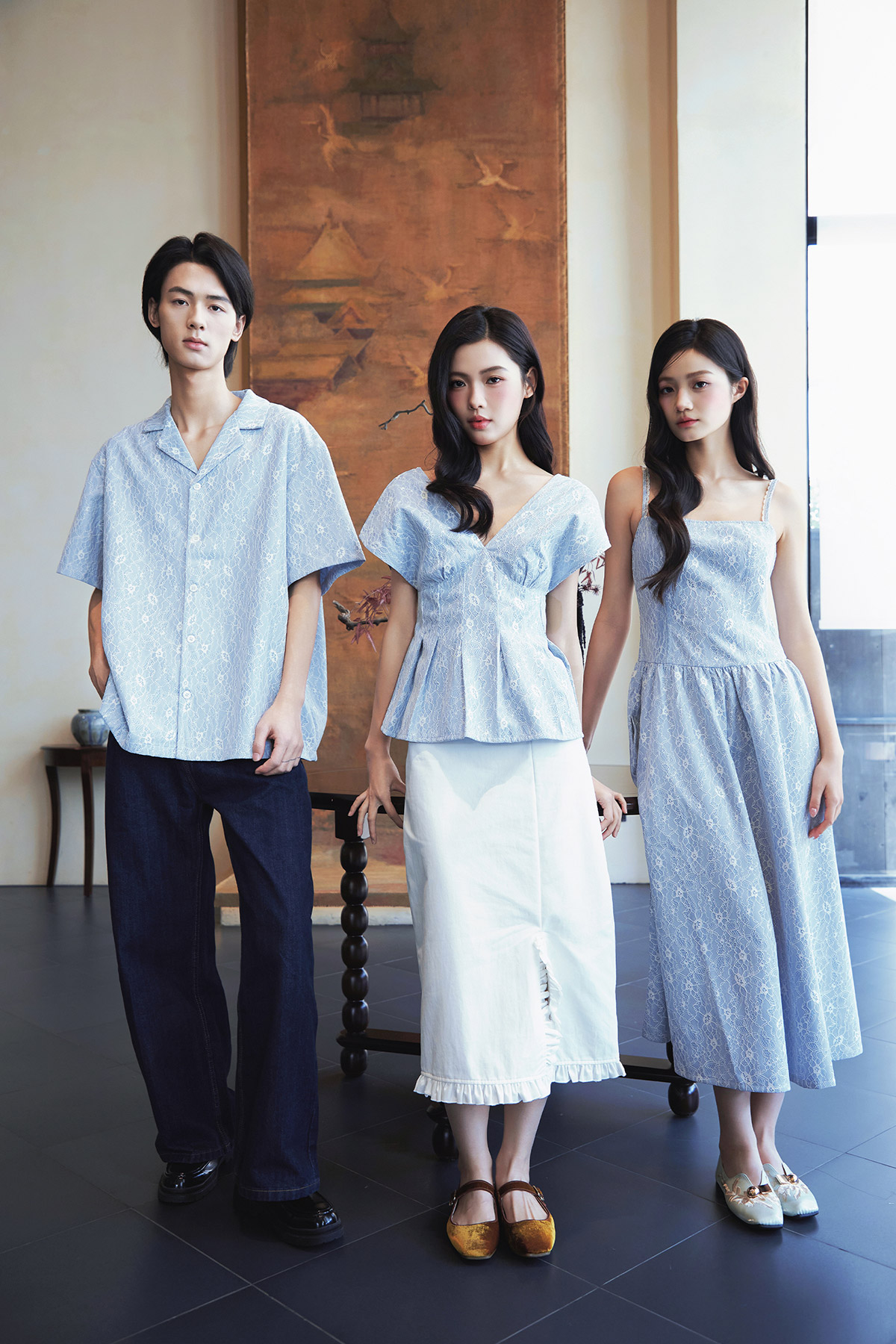 SAUNDERS SHIRT - MIST LACE [BY MODPARADE]