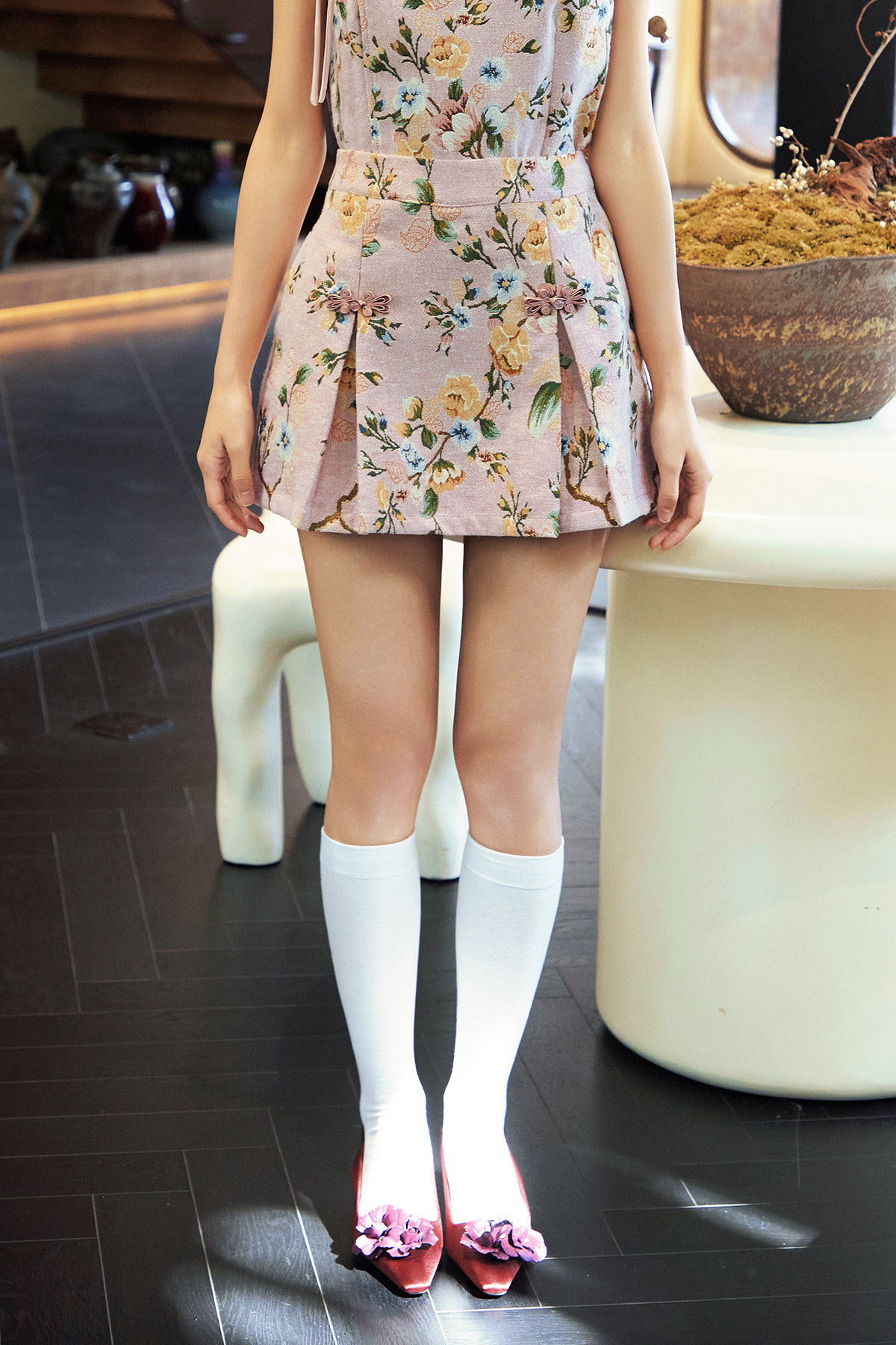 ZHUO CHEONGSAM SKORTS - BLUSH DYNASTY [BY MODPARADE]
