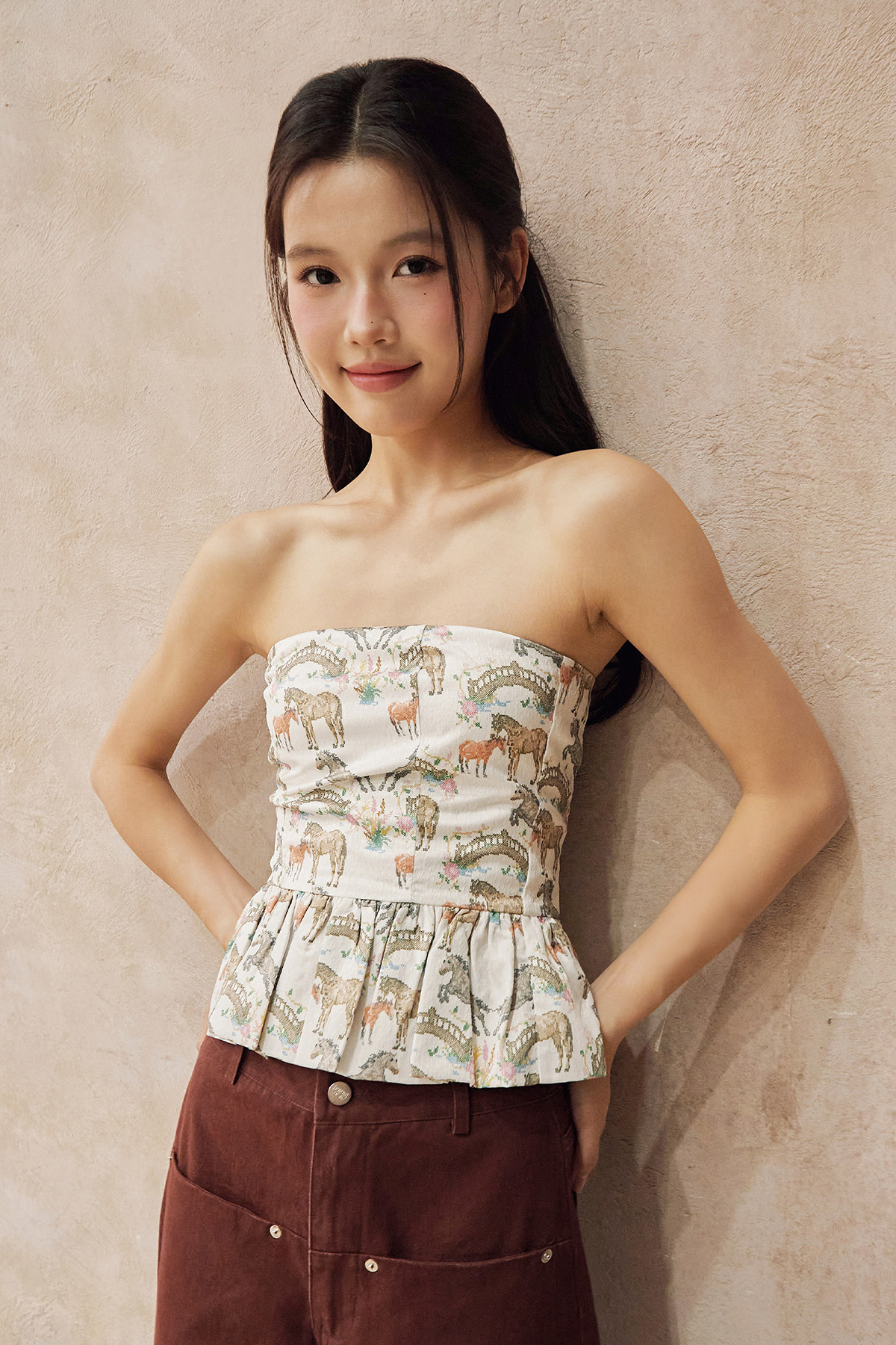 BIANCA TOP - SADDLE BLOOM [BY MODPARADE]