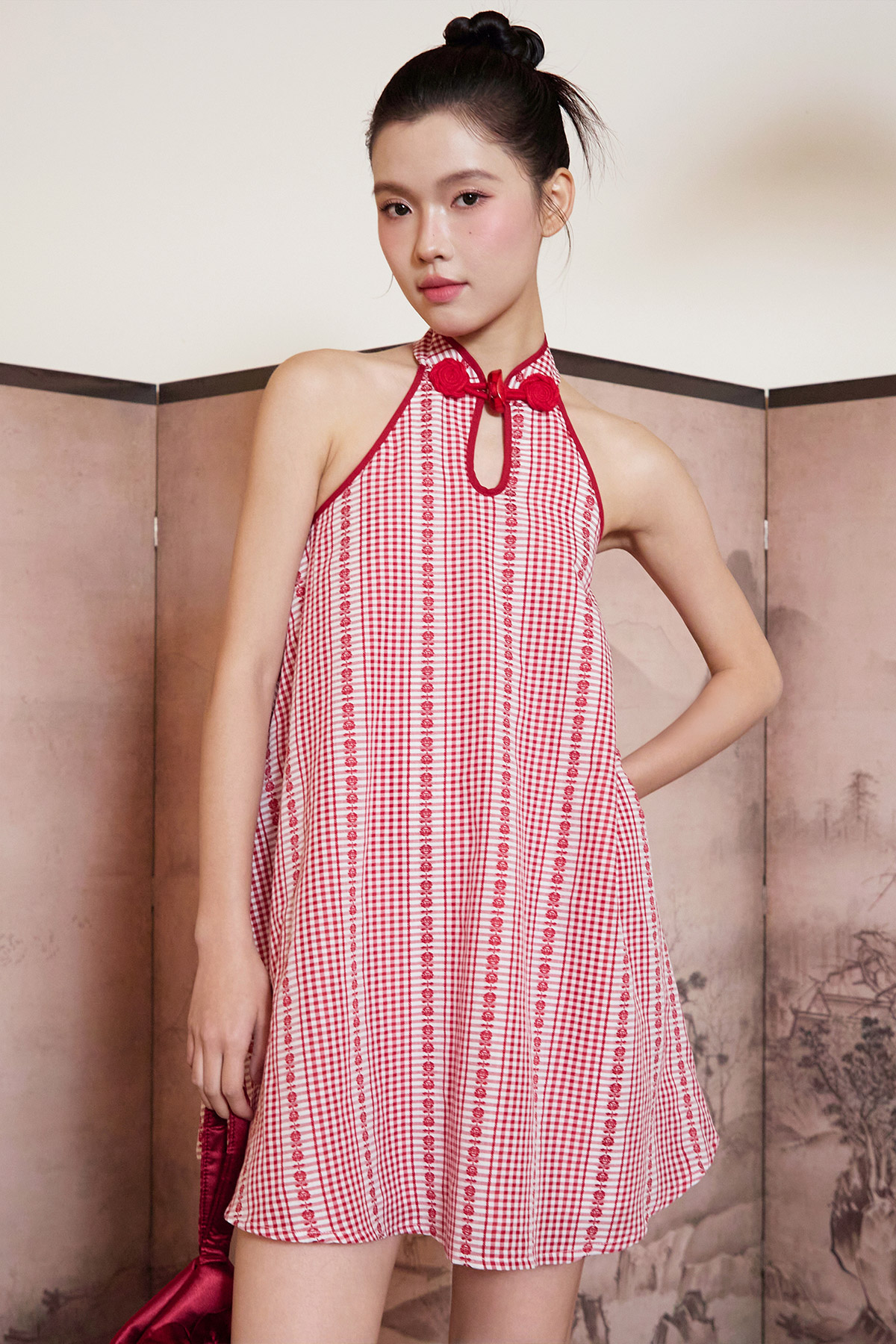 HANYING CHEONGSAM DRESS - SCARLET MEADOW [BY MODPARADE]