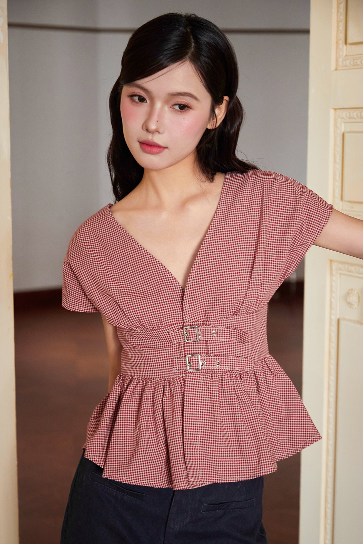 JETTE TOP - CHERRY CHECKS [BY MODPARADE]