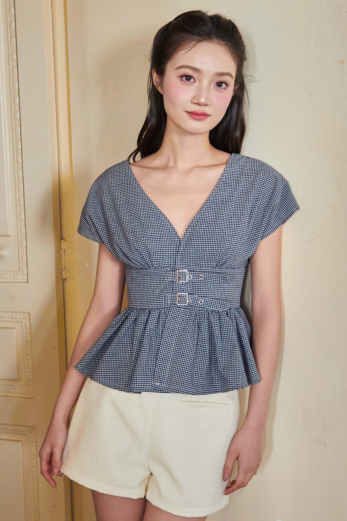 JETTE TOP - NAVY CHECKS [BY MODPARADE]