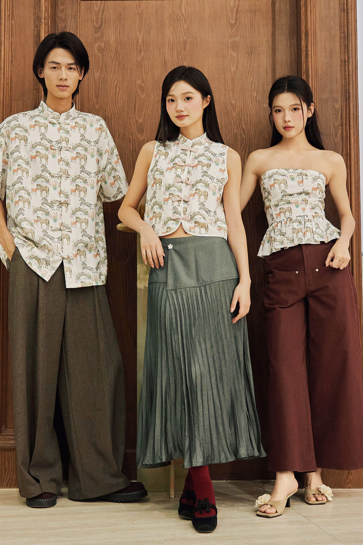 JING CHEONGSAM TOP - SADDLE BLOOM [BY MODPARADE]