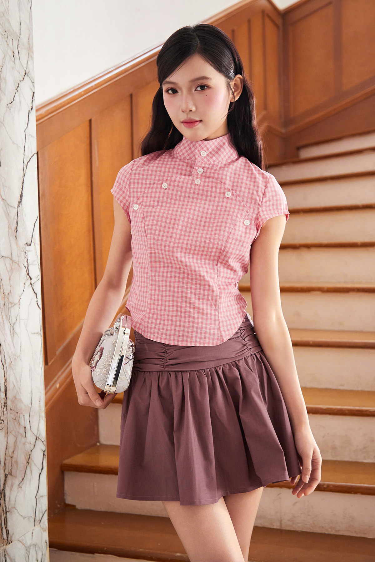 JULIA TOP - BLOSSOM GRID [BY MODPARADE]