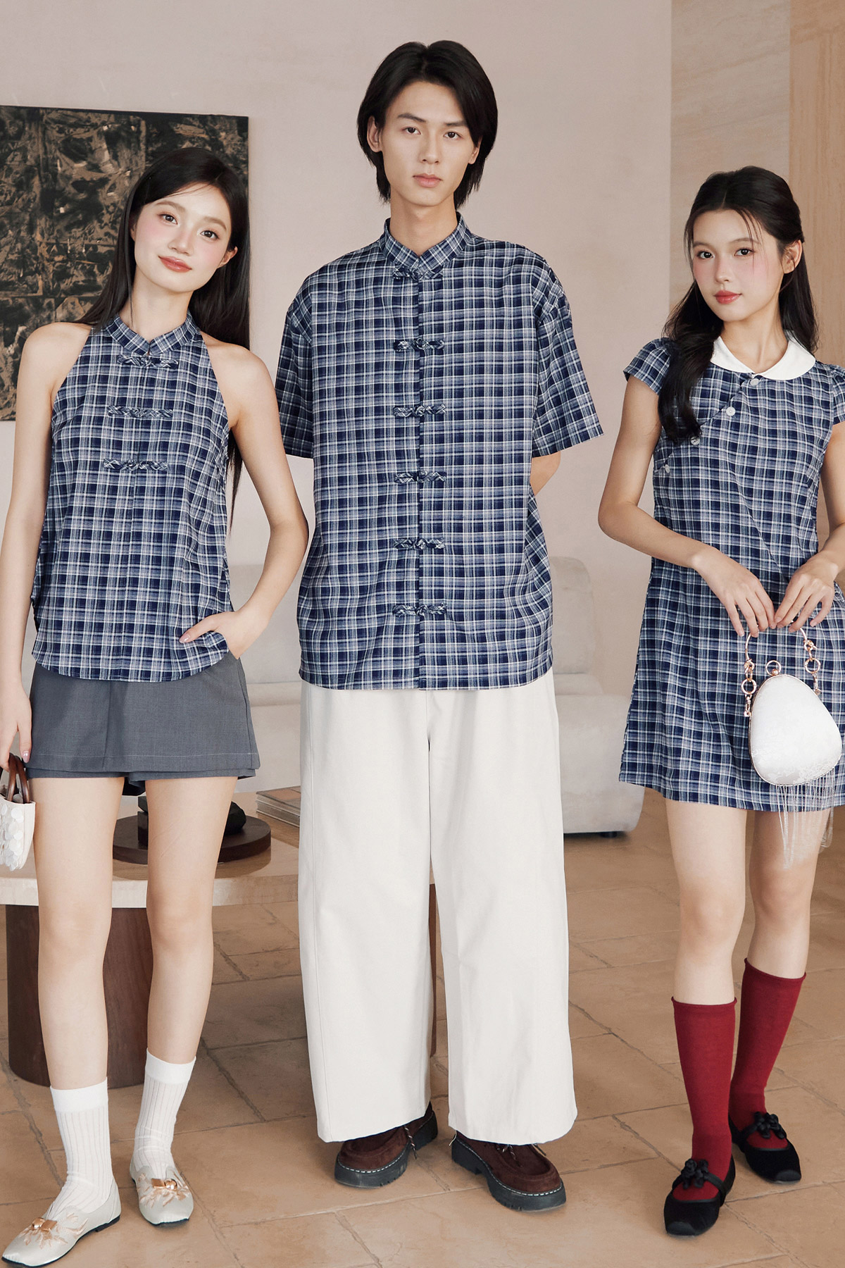 MIN CHEONGSAM TOP - NAVY HAMPTON [BY MODPARADE]