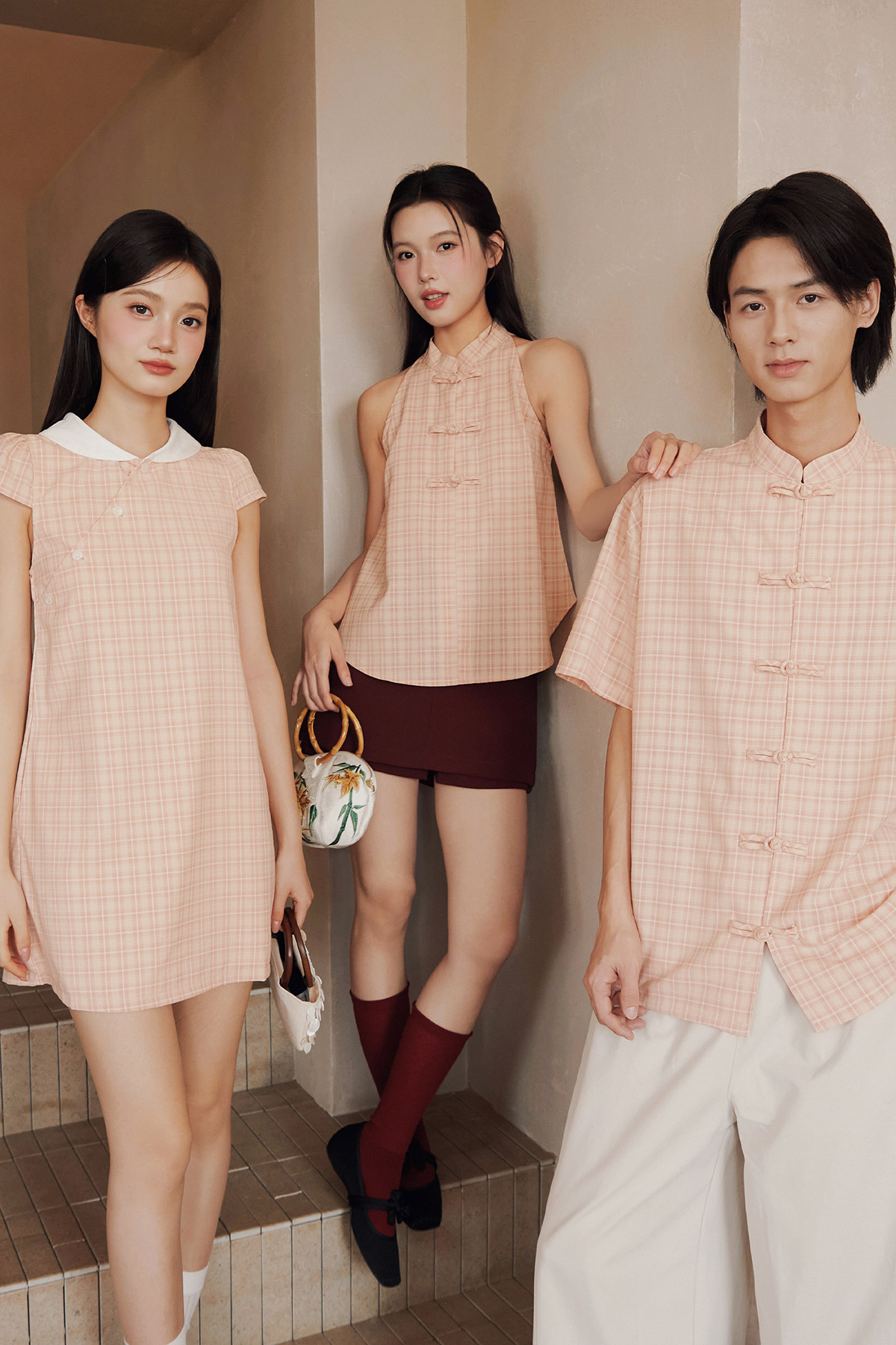 MIN CHEONGSAM TOP - PINK HAMPTON [BY MODPARADE]
