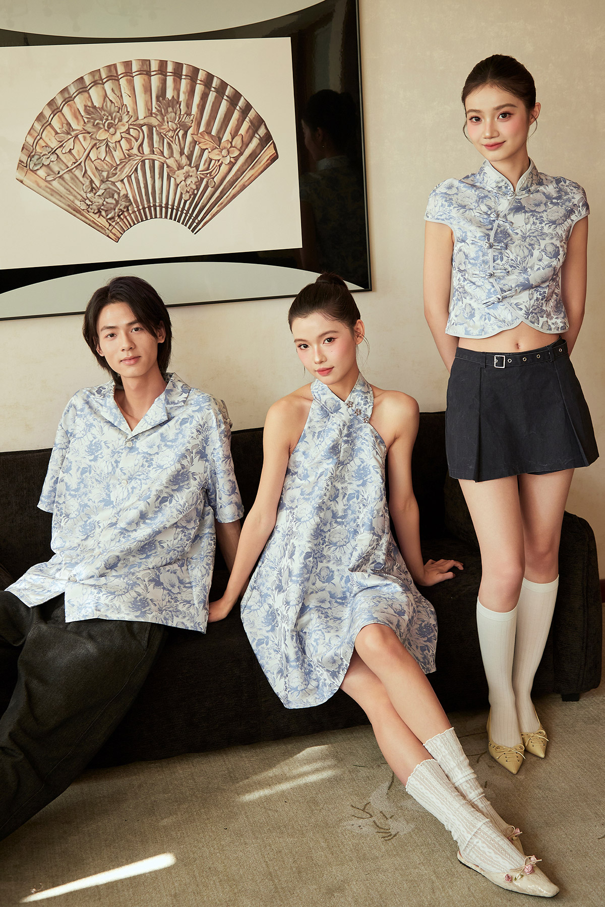 YIMU CHEONGSAM TOP - SILVER PEONY [BY MODPARADE]