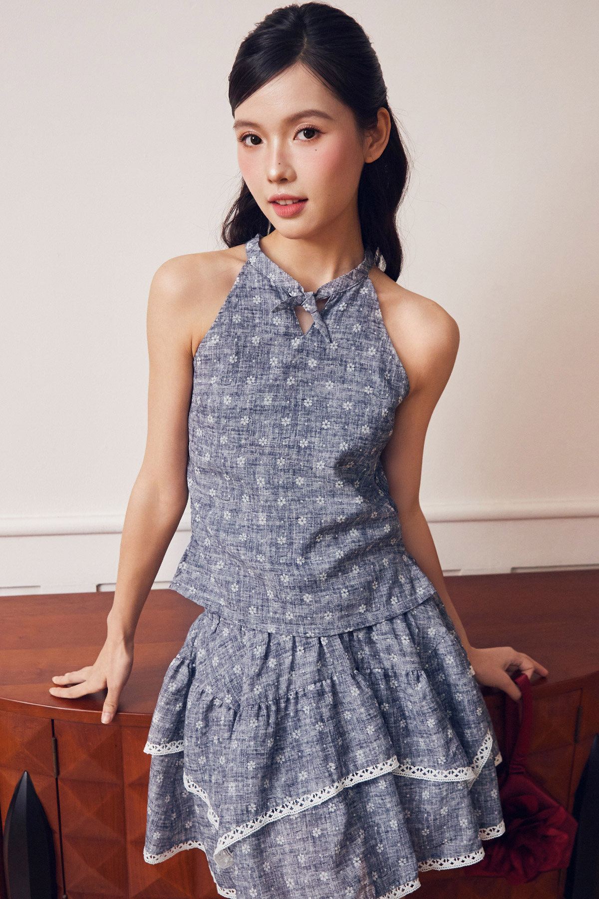 LINETTE TOP - GRAPHITE PETAL [BY MODPARADE]