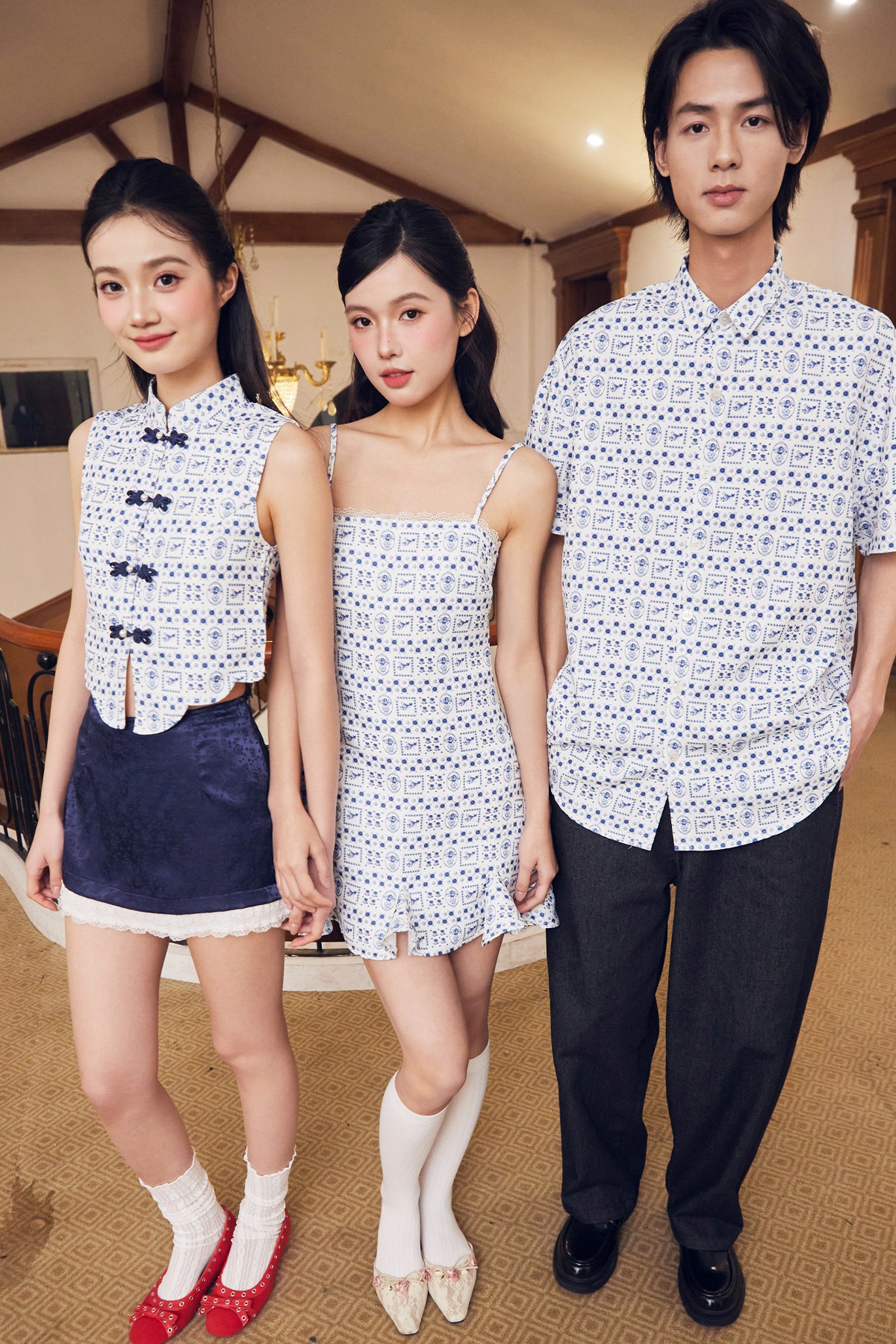 YE CHEONGSAM TOP - CHINOISERIE SKY [BY MODPARADE]