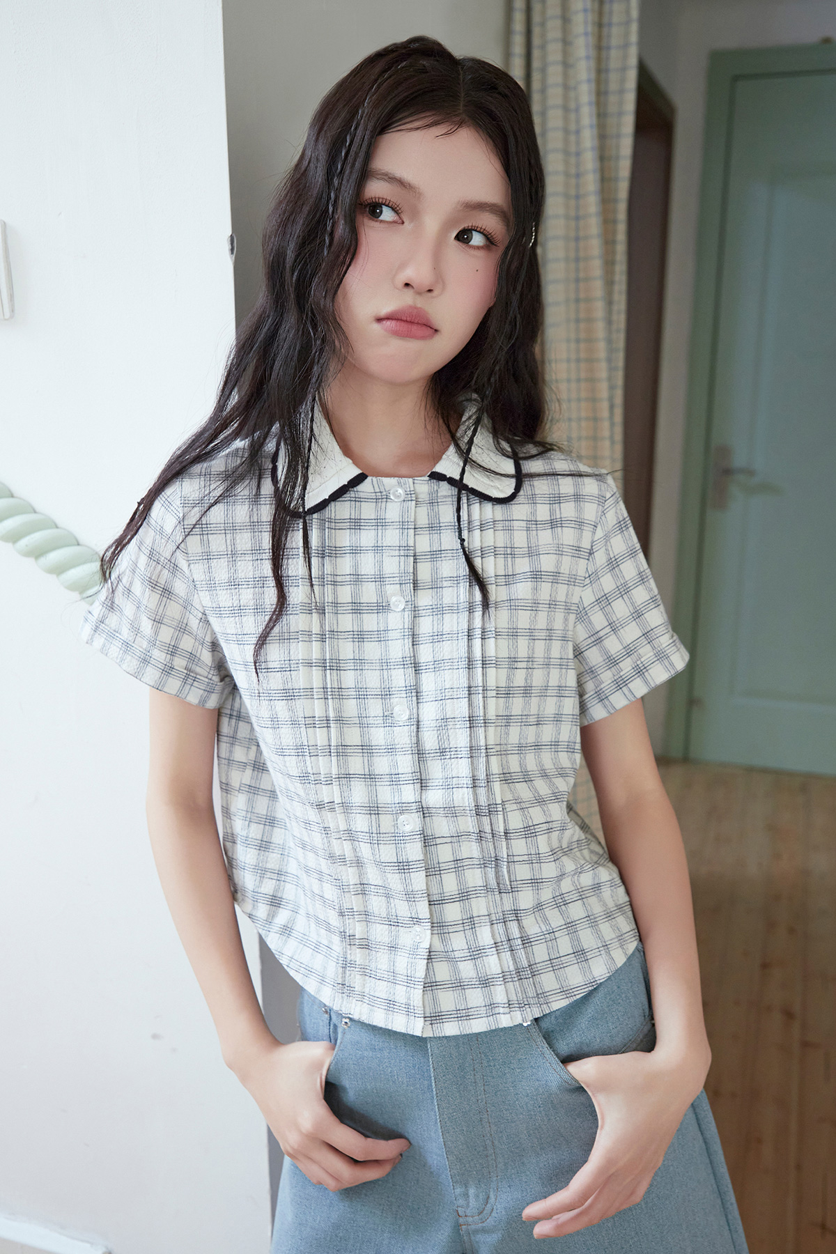 AUBREY SHIRT - IVORY PLAID