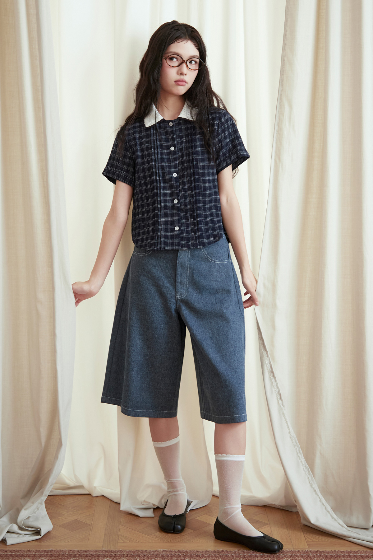 AUBREY SHIRT - NAVY PLAID