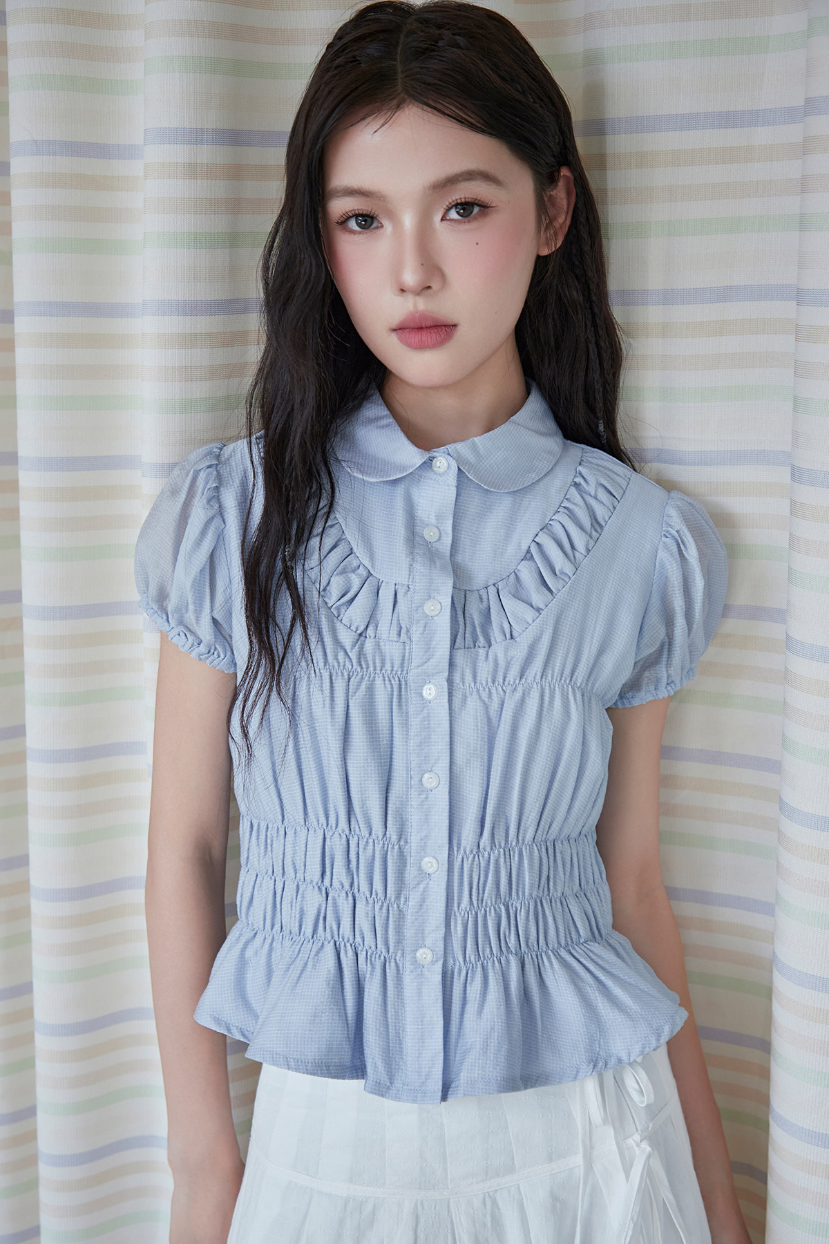 ELISA TOP - DUSTY BLUE