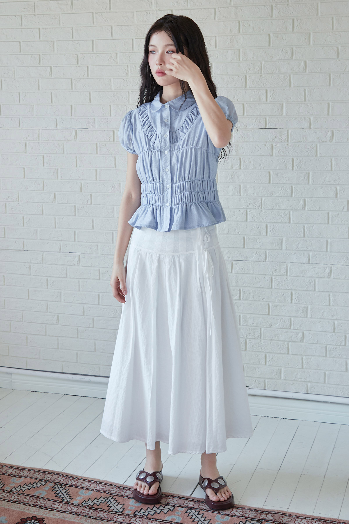 ELISA TOP - DUSTY BLUE